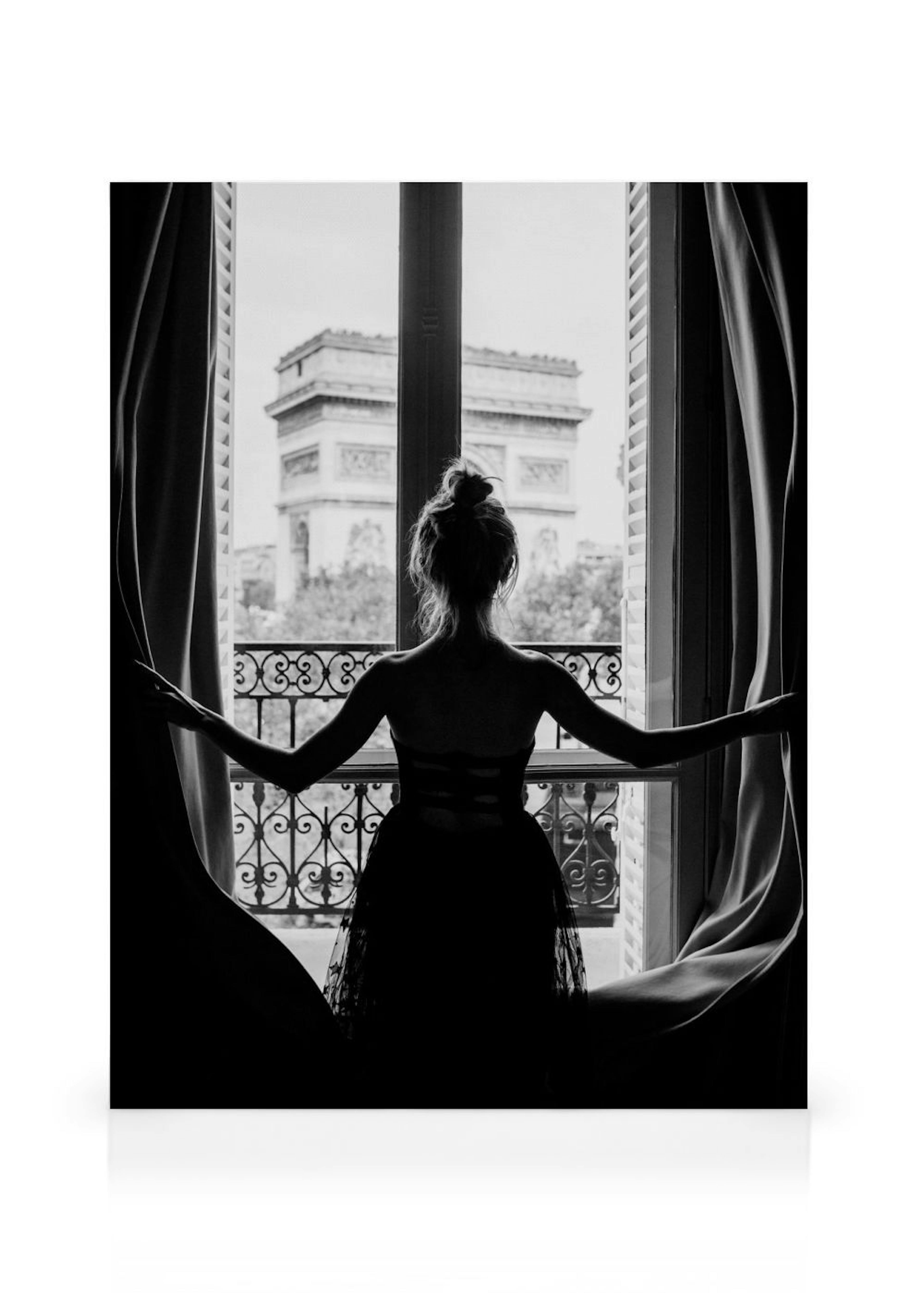 Girl in Paris Window Stampa su tela thumbnail