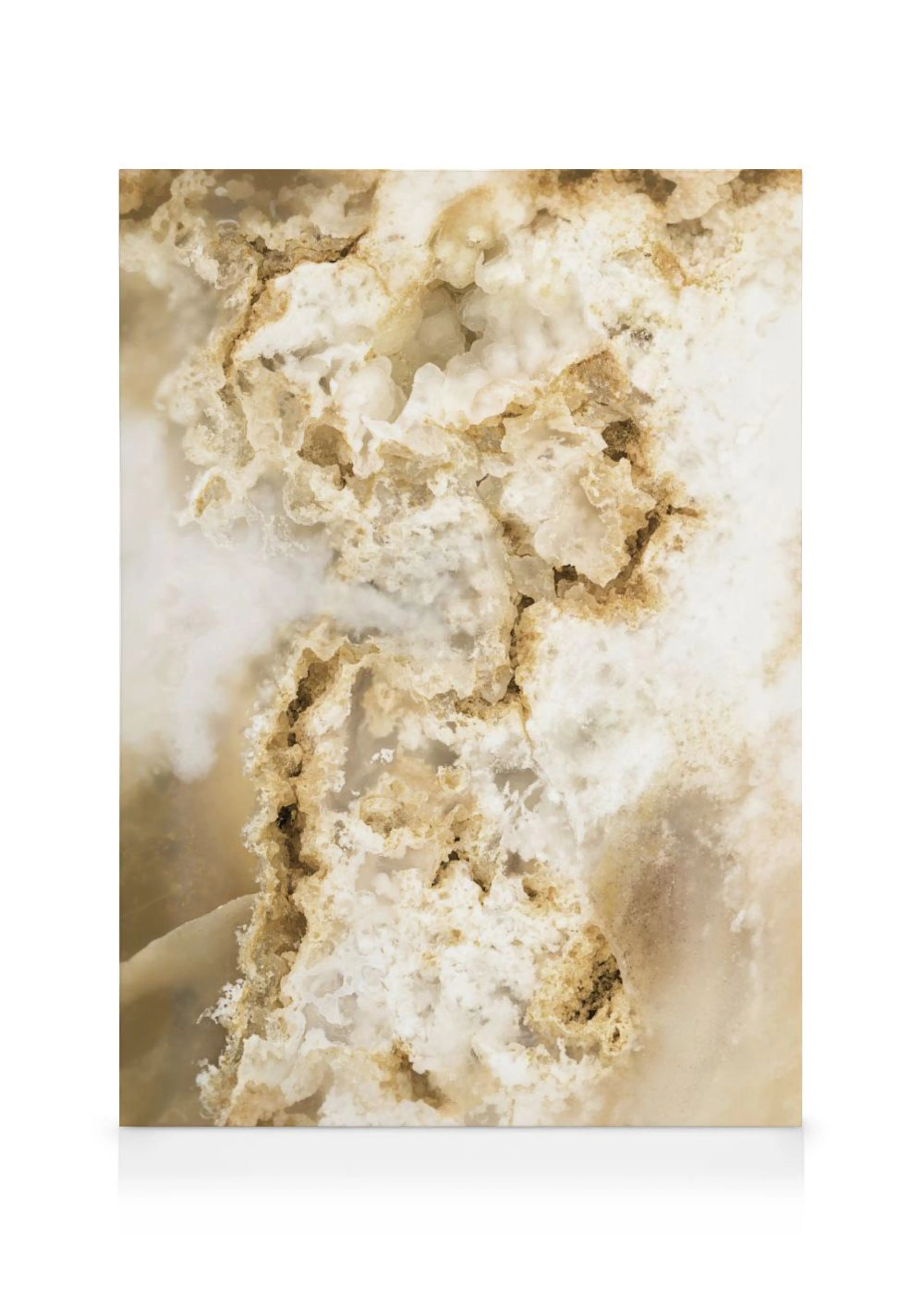 A canvas displaying a beige and white agate stone with a rough, textured surface and crystalline formations.