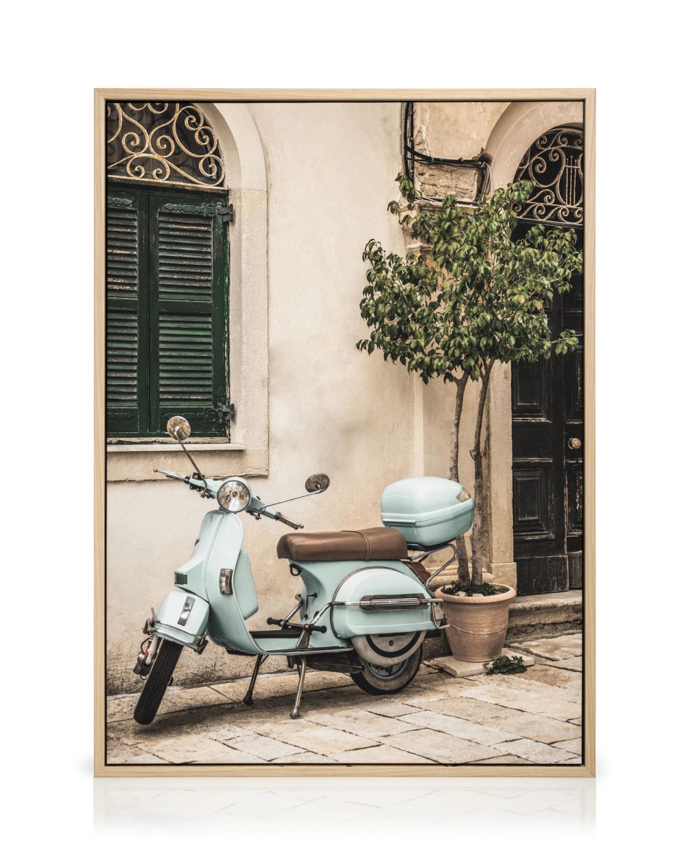Horloge murale en verre 30x30cm Scooter transport italie r tro Wall