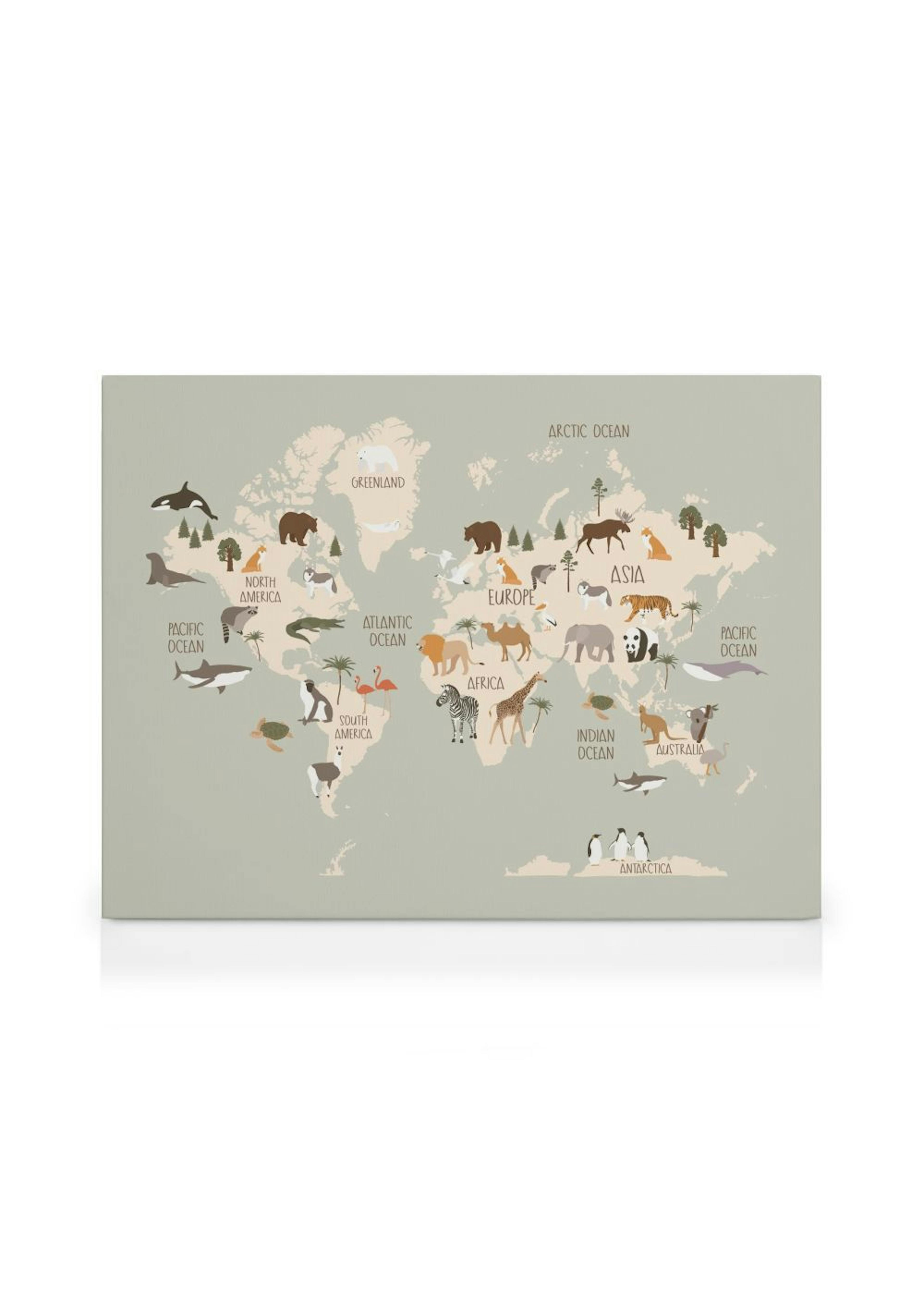 Wildlife World Map Canvas print thumbnail