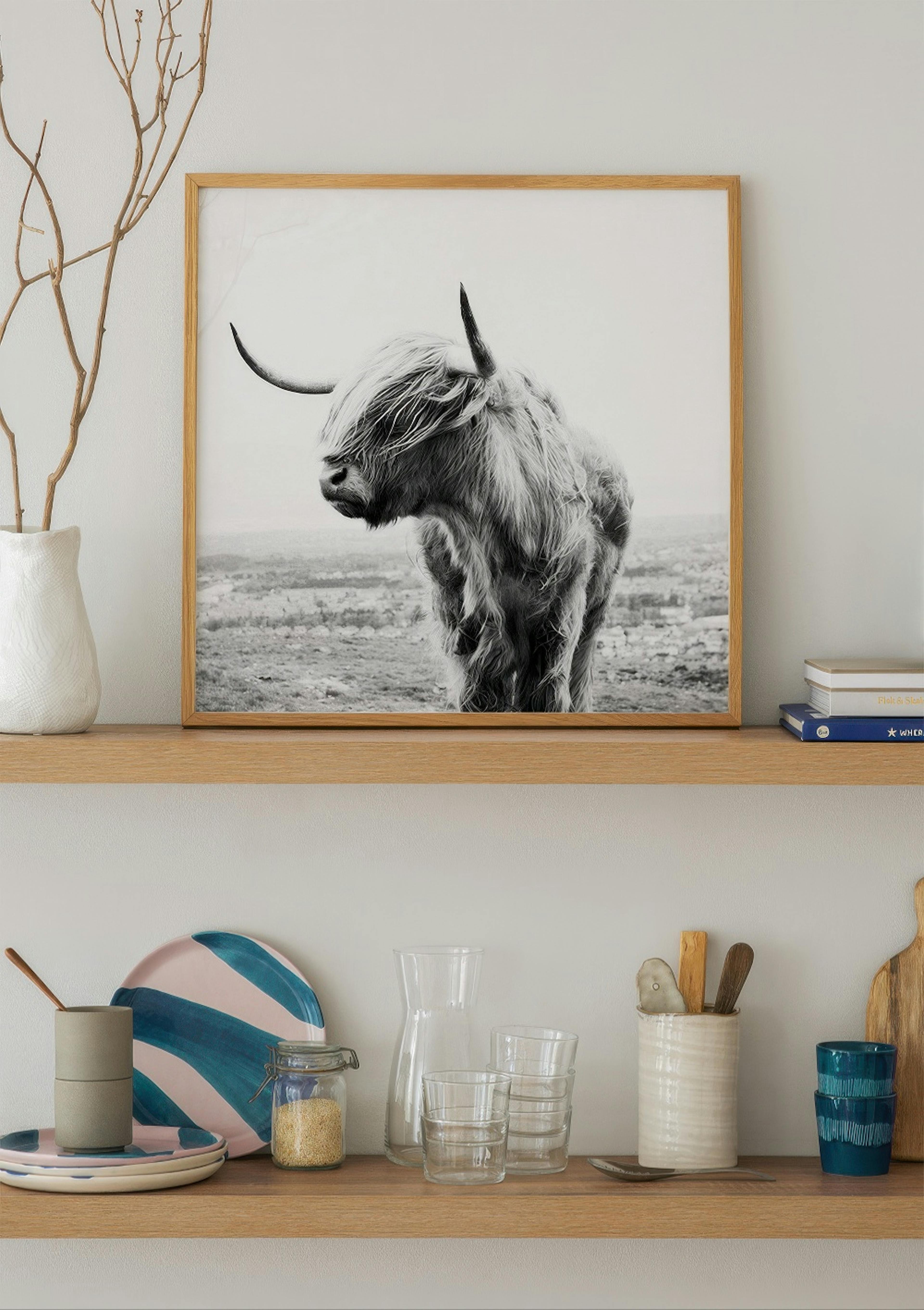 Highland Cow B&W Poster thumbnail
