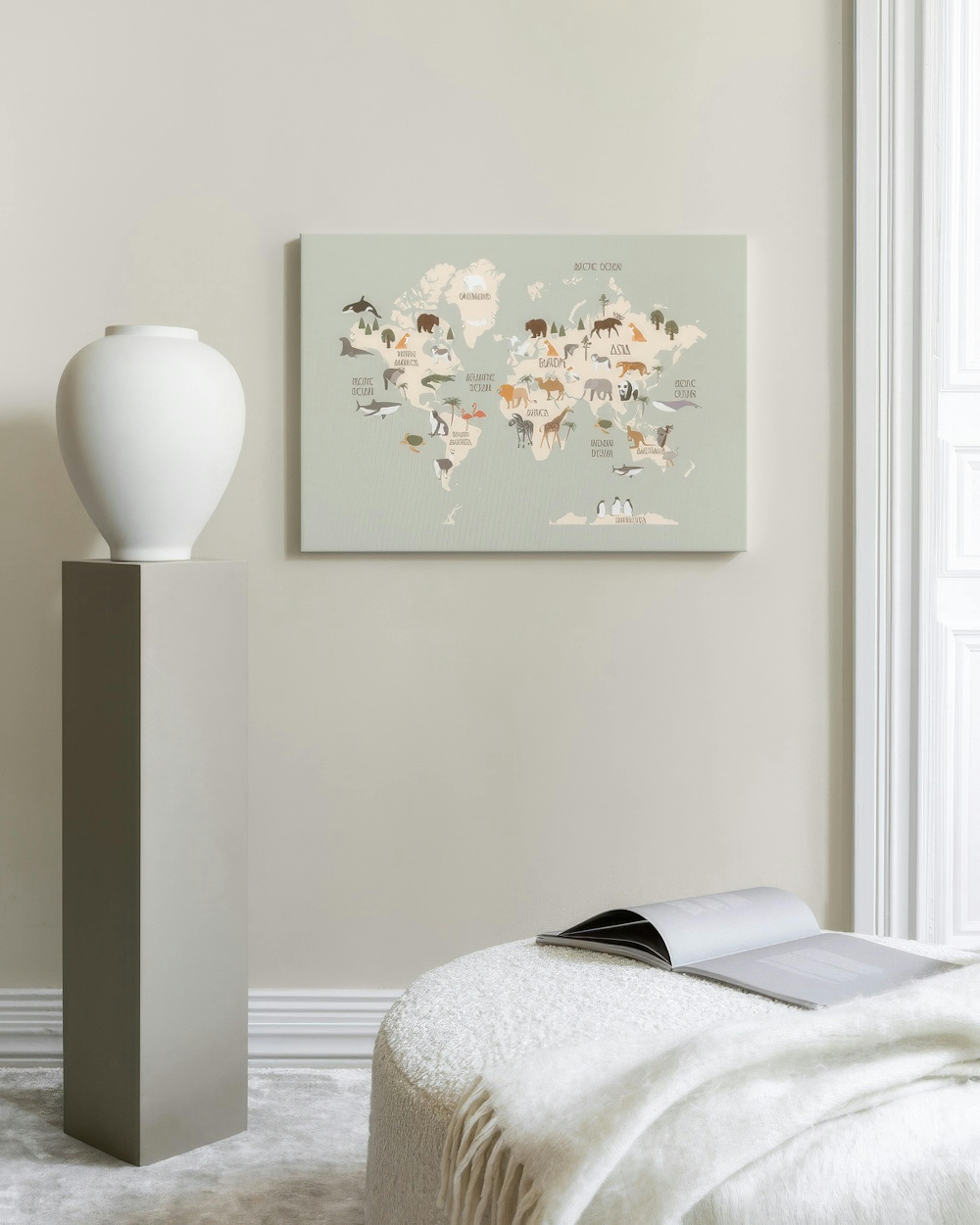 Wildlife World Map Canvas print thumbnail