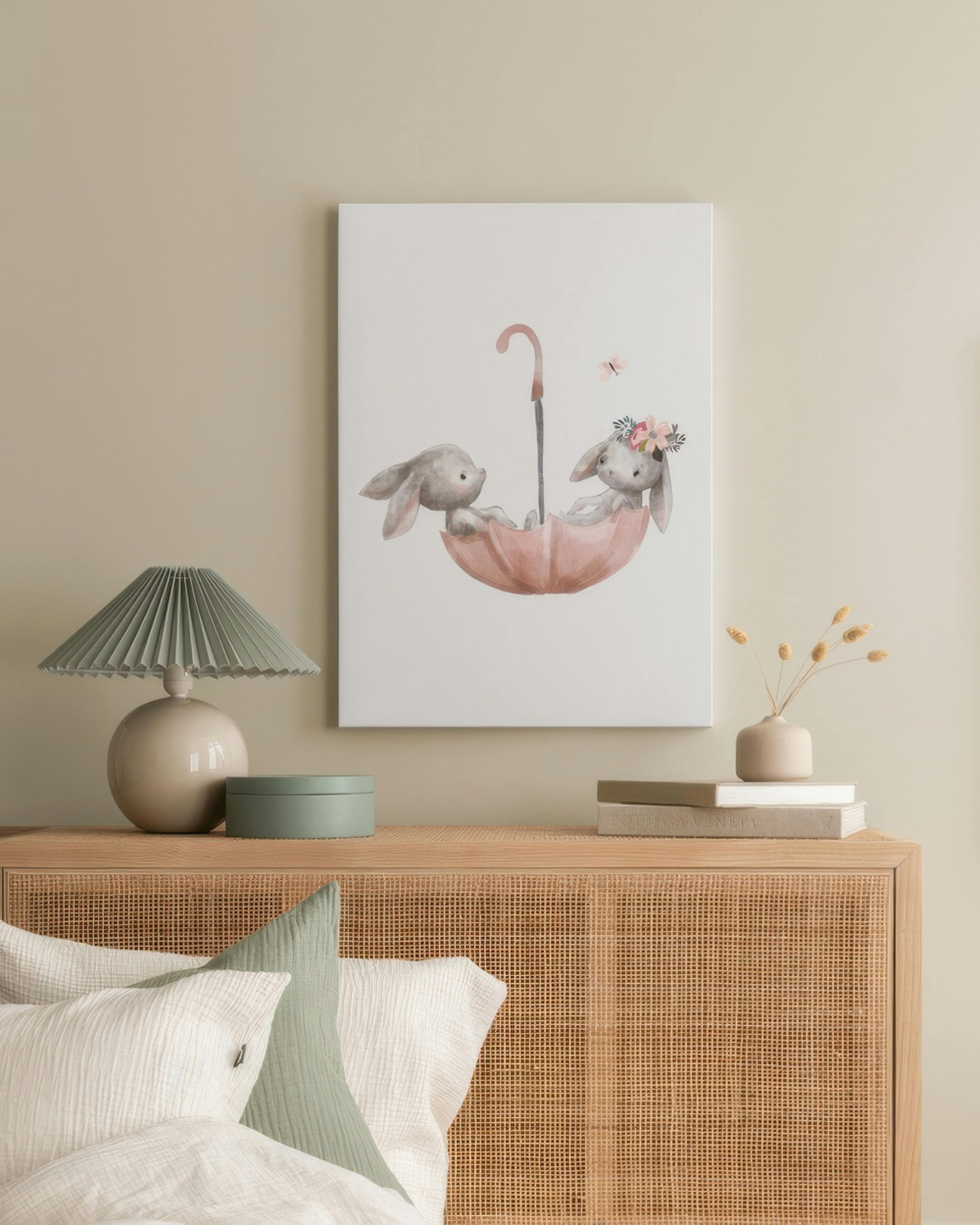 Bunnies Umbrella Canvas print thumbnail