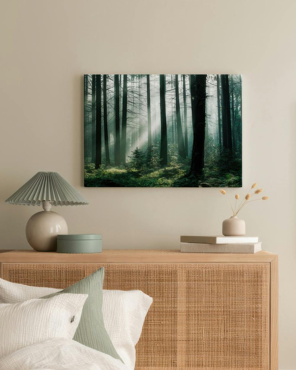 Canvas Prints - Forest Sunrise Canvas print (50x70 cm - Black Frame) - Poster Store