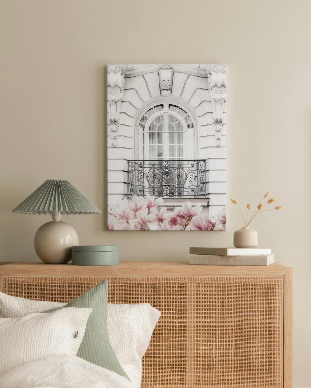 Canvas Prints - Marble Wall Balcony Canvas print (50x70 cm - Black Frame) - Poster Store