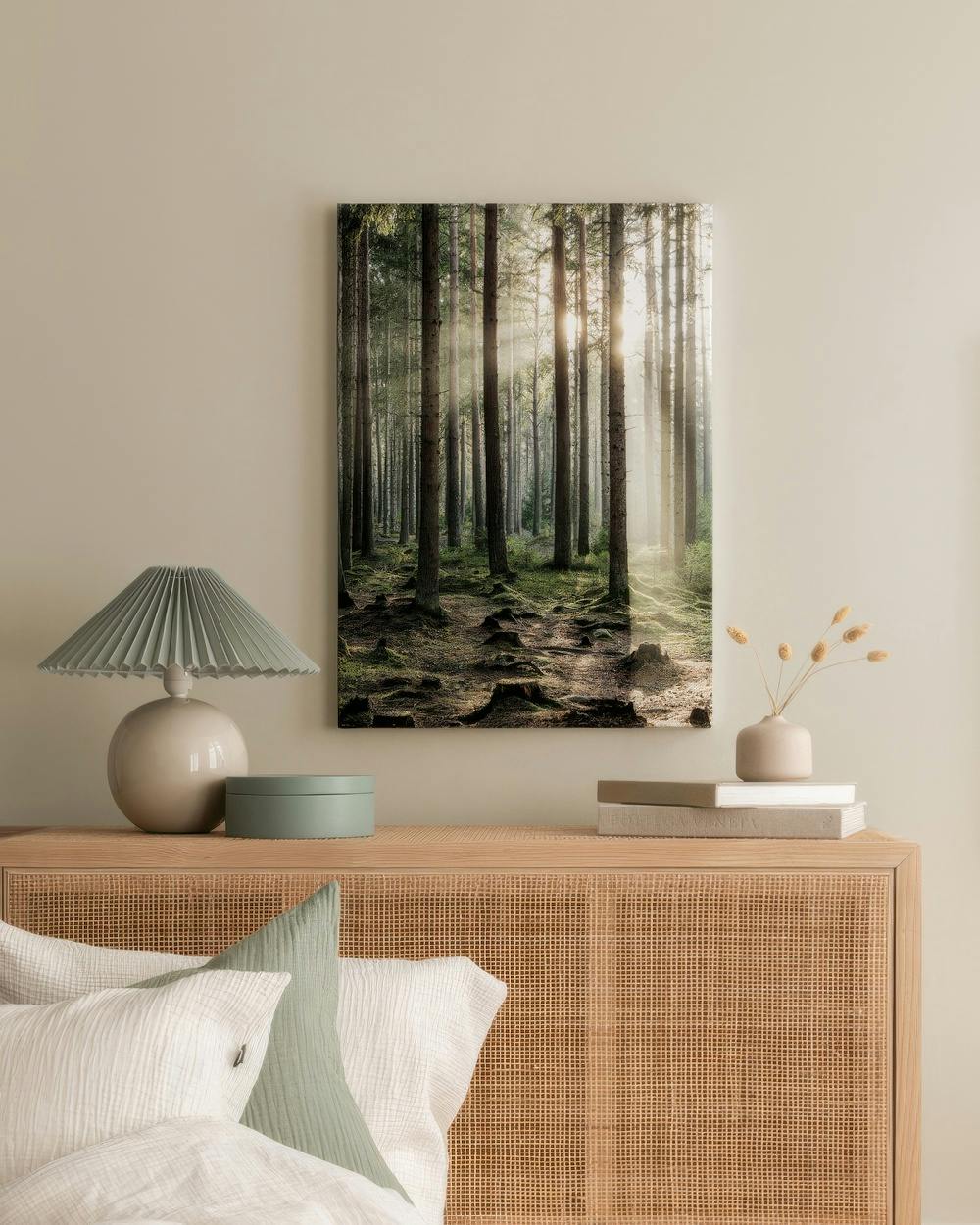 Canvas Prints - Sunshine Forest Canvas print (50x70 cm - Oak Frame) - Poster Store