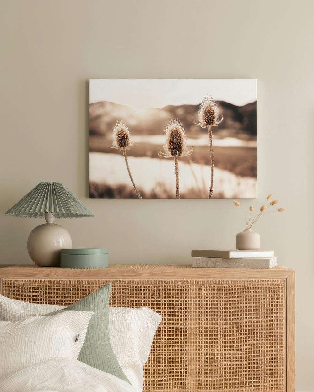 Canvas Prints - Thistle Flowers Canvas print (50x70 cm - Oak Frame) - Poster Store
