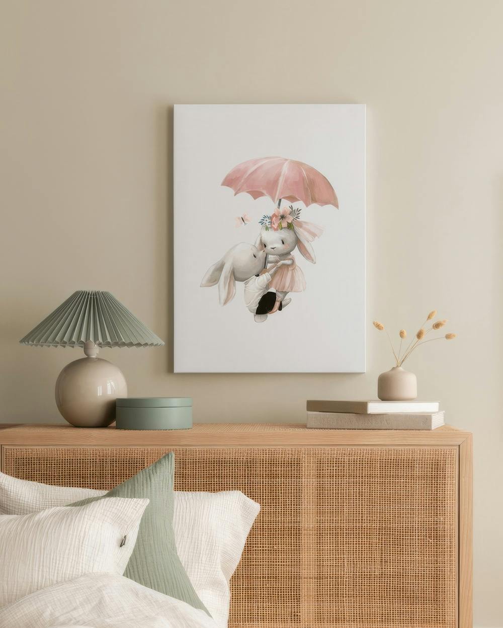 Canvas Prints - Flying Bunnies Canvas print (30x40 cm - Black Frame) - Poster Store