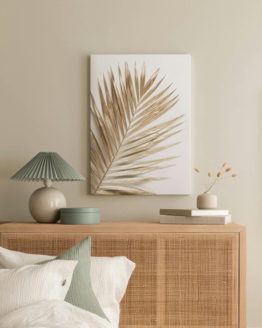 Canvas Prints - Gold Palm Canvas print (30x40 cm - Oak Frame) - Poster Store