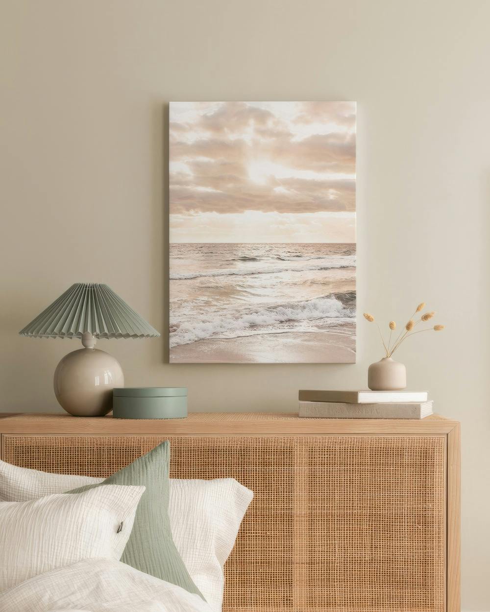 Canvas Prints - Beach Sunrise Canvas print (30x40 cm - Oak Frame) - Poster Store