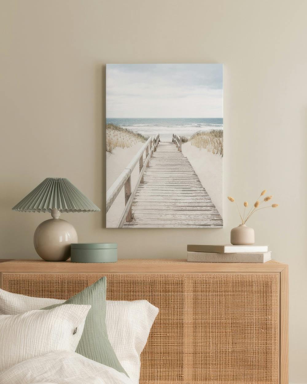 Canvas Prints - Bridge to the Beach Canvas print (50x70 cm - Oak Frame) - Poster Store