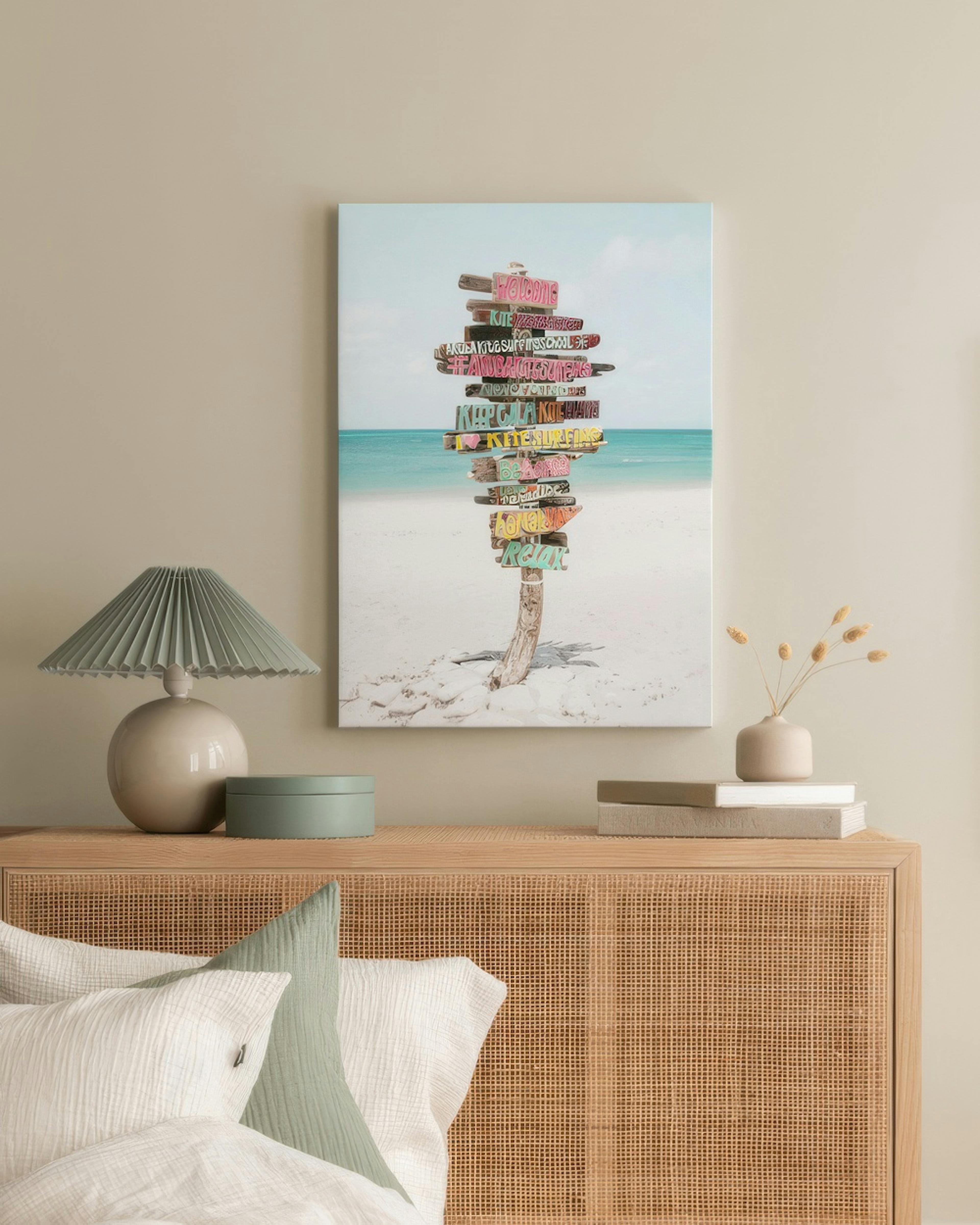 Panneaux sur la Plage Toile thumbnail