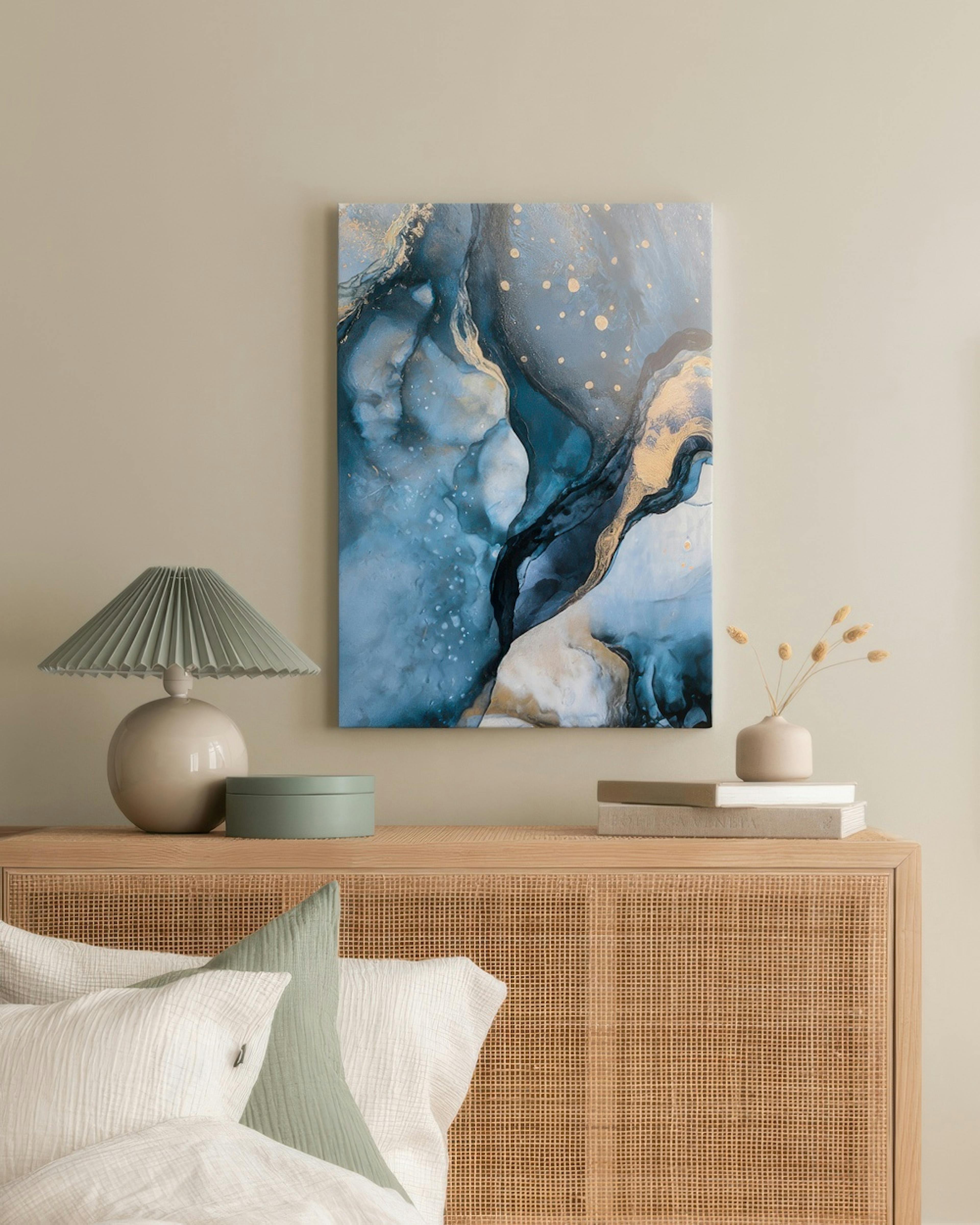 Abstract Blue Watercolour No1 Stampa su tela thumbnail