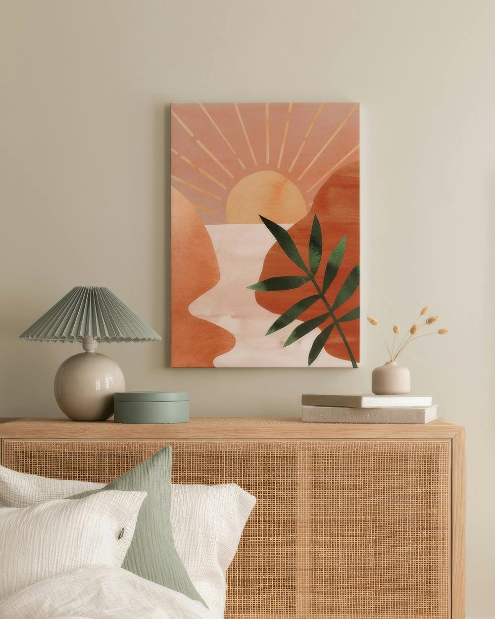 Canvas Prints - Abstract Sunset Canvas print (50x70 cm - Oak Frame) - Poster Store