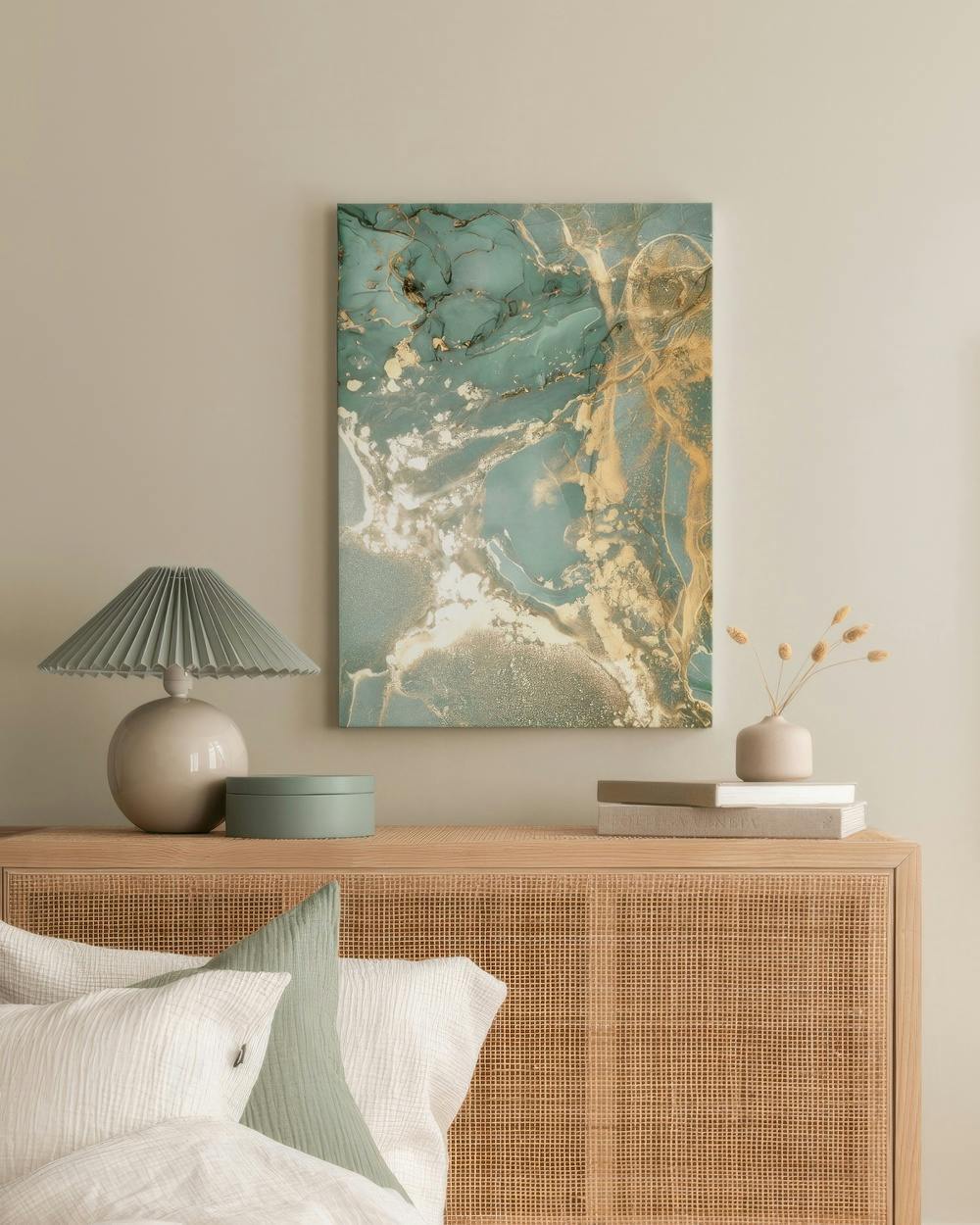 Canvas Prints - Abstract Green Marble No1 Canvas print (50x70 cm - Black Frame) - Poster Store