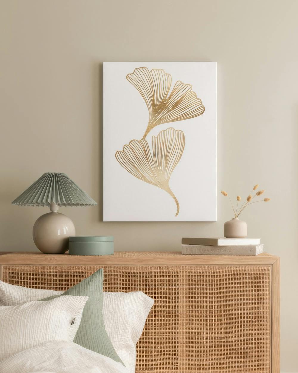 Canvas Prints - Gold Ginkgo Canvas print (30x40 cm - Black Frame) - Poster Store