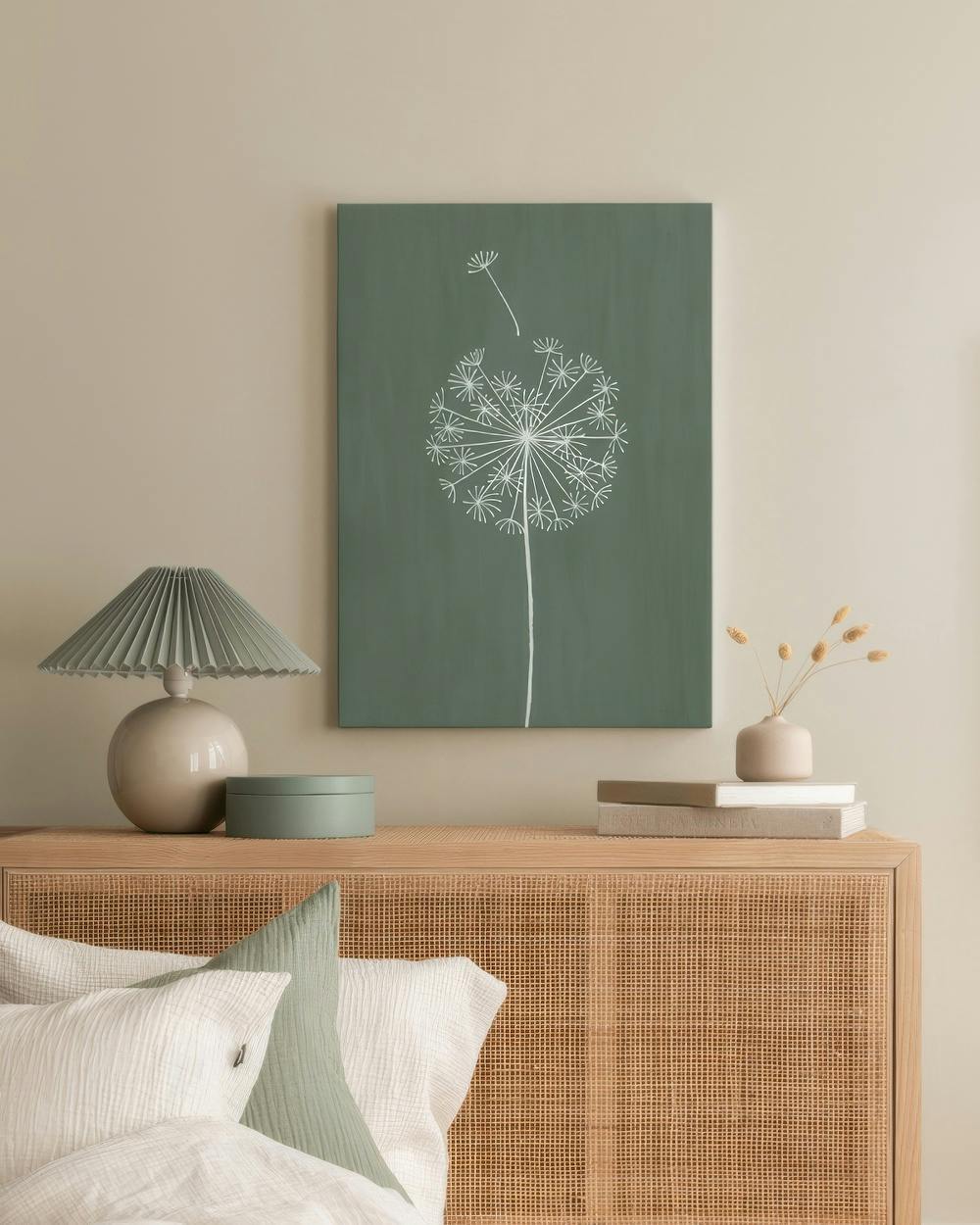 Canvas Prints - Green Dandelion Canvas print (50x70 cm - Black Frame) - Poster Store