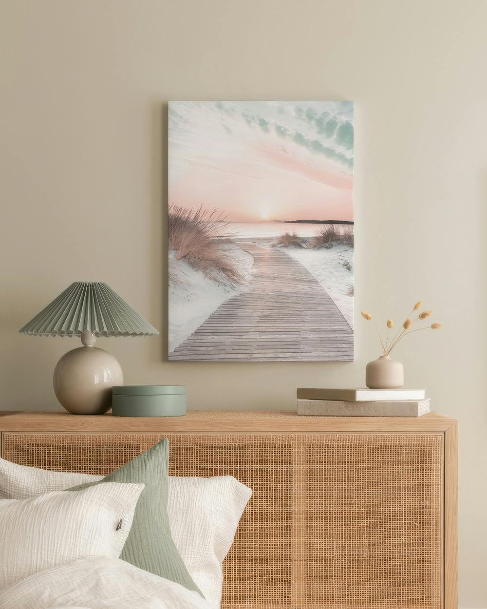 Canvas Prints - Sunset Beach Path Canvas print (50x70 cm - Black Frame) - Poster Store