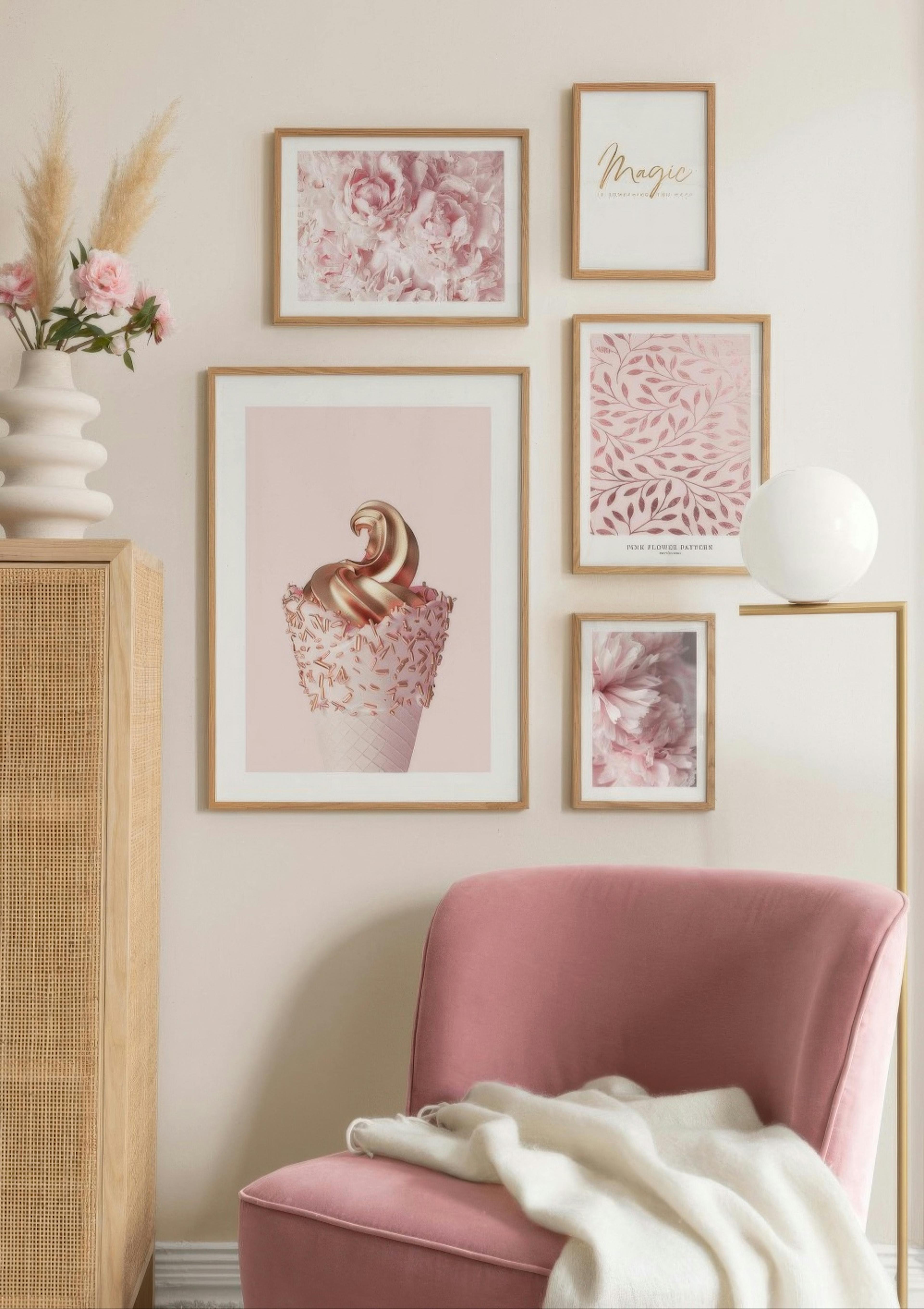 Pink Flower Pattern Poster thumbnail