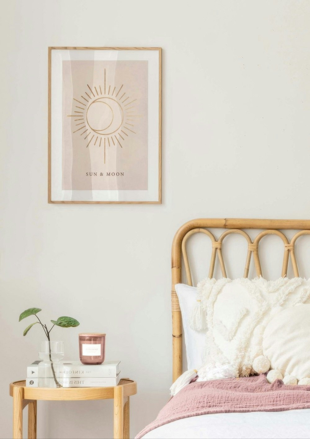 William Wall Art Poster Vintage Albero Della Vita Con Sole Luna E Stelle - Quadro Su Tela 30x40 Cm Con Cornice - Decorazione Parete Per Camera Da Letto E Soggiorno