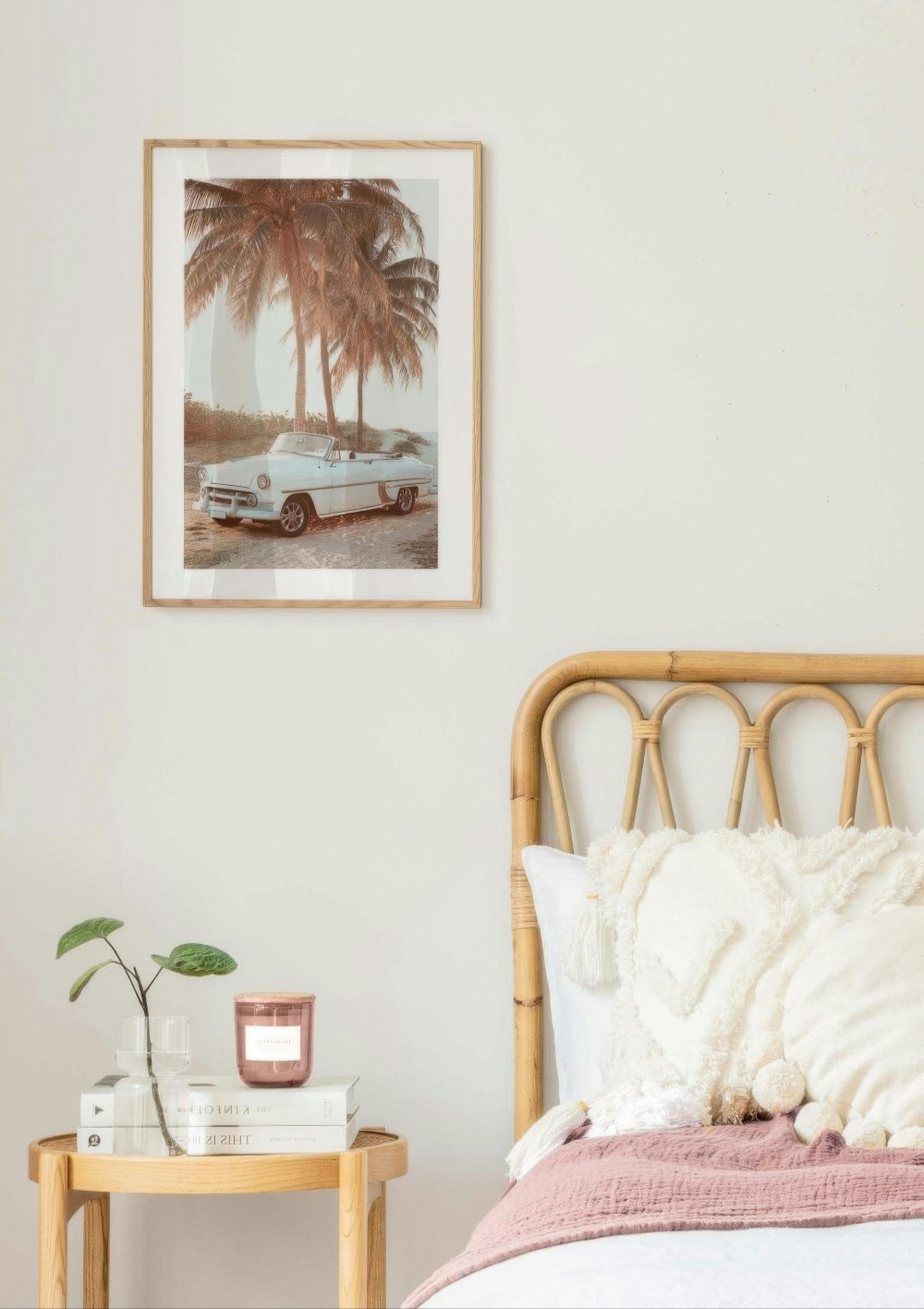 Retro Car on Beach Poster thumbnail