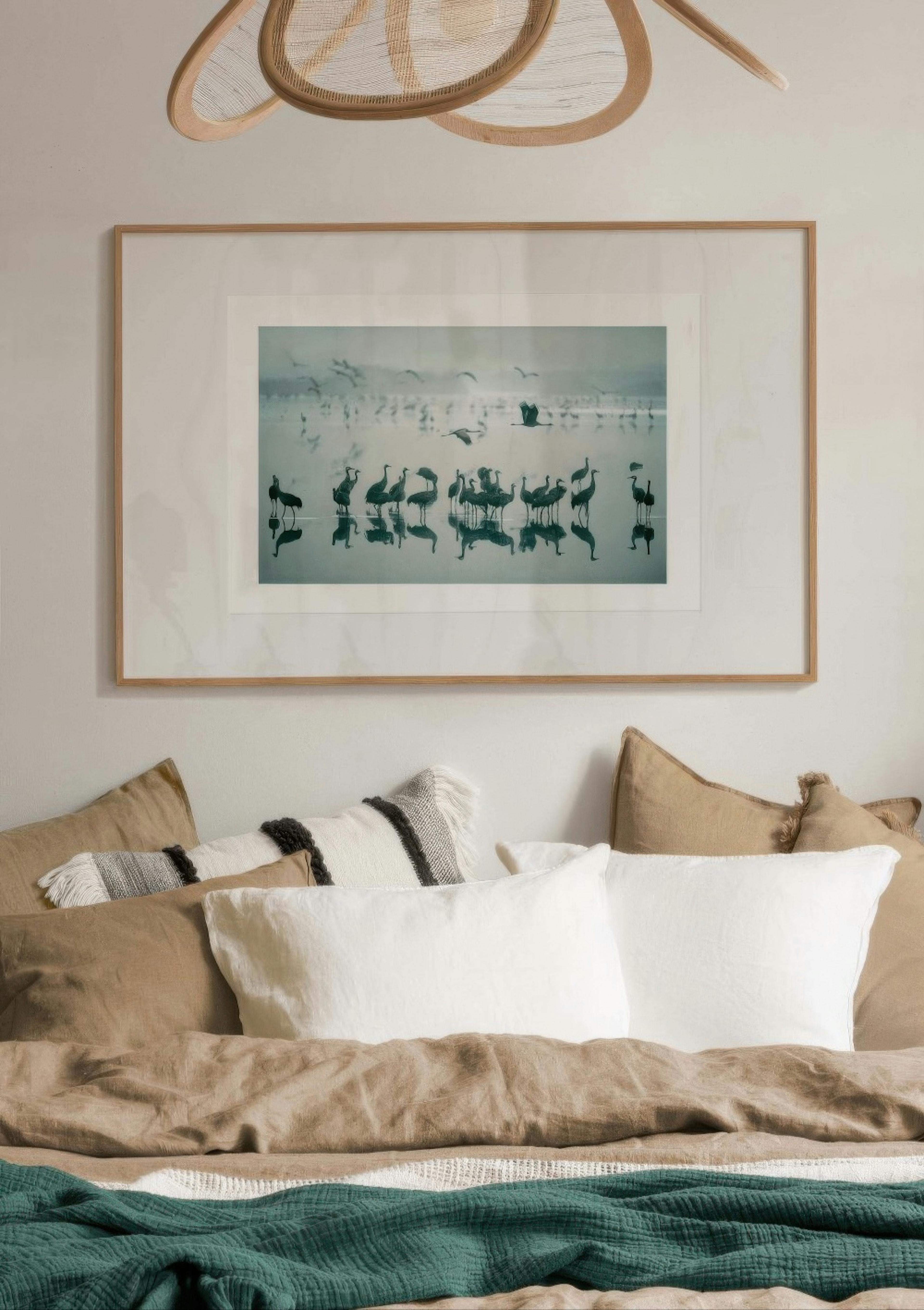 Cranes on Morning Lake Poster thumbnail