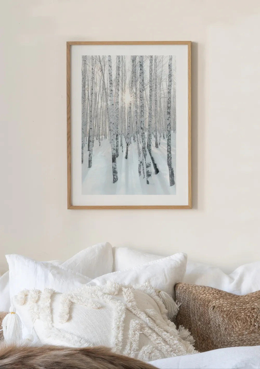 Posterlounge Stampa Su Tela 40x20 Cm: Alba Invernale Nella Foresta Di Montagna, Quadro Pronto Da Appendere
