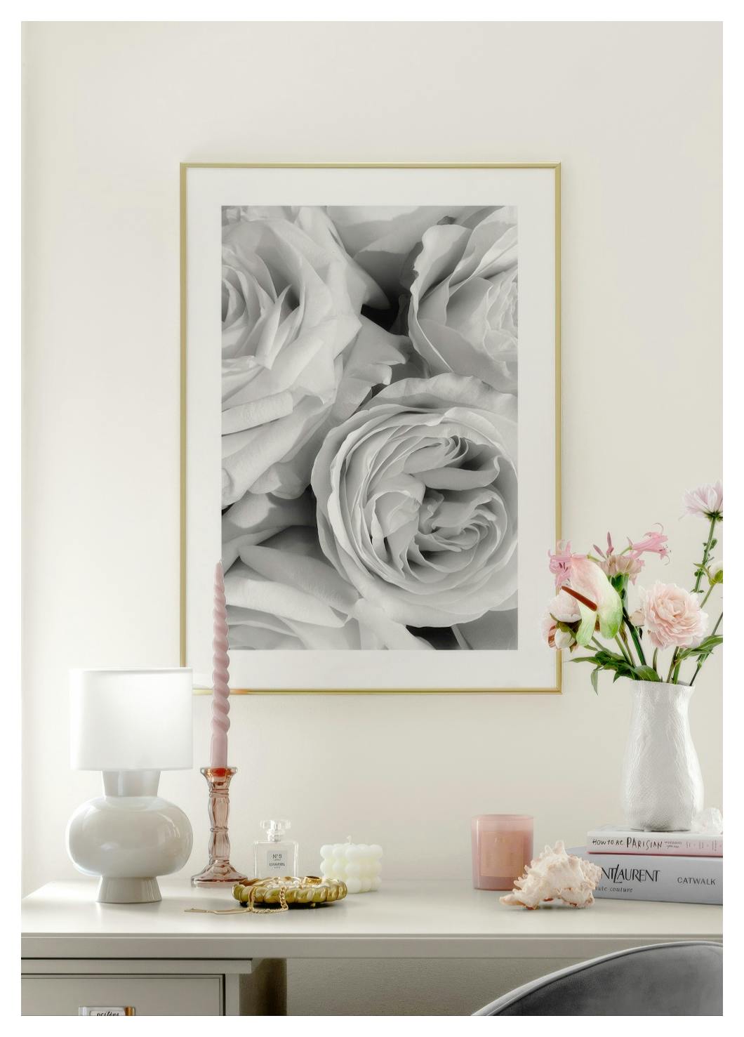 Monochrome Roses Poster (21x30 cm) - Poster Store