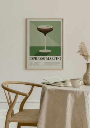 Toile Décorative Vintage - Motif Paresseux Expresso Martini, 20x30 Cm, Décoration Bar, Café, Salon