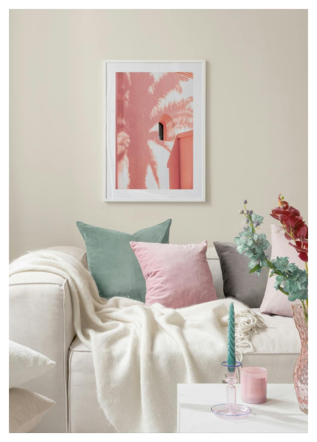 Pink Palm Shadow Poster (50x70 cm) - Poster Store