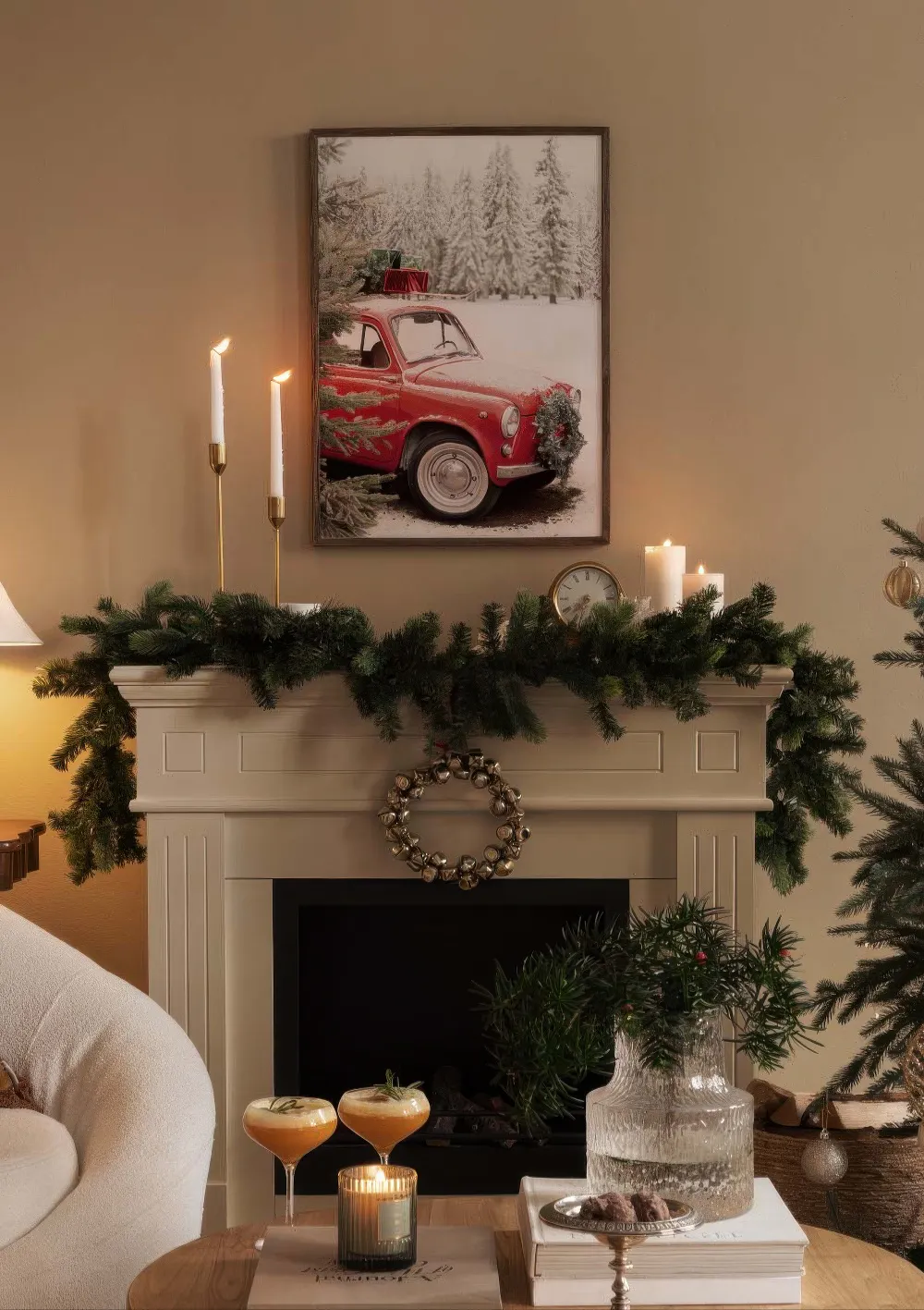 Biglietto di auguri natalizio per auto retrò / Auguri di Natale Biglietto di auguri natalizio per auto retrò / Auguri di Natale