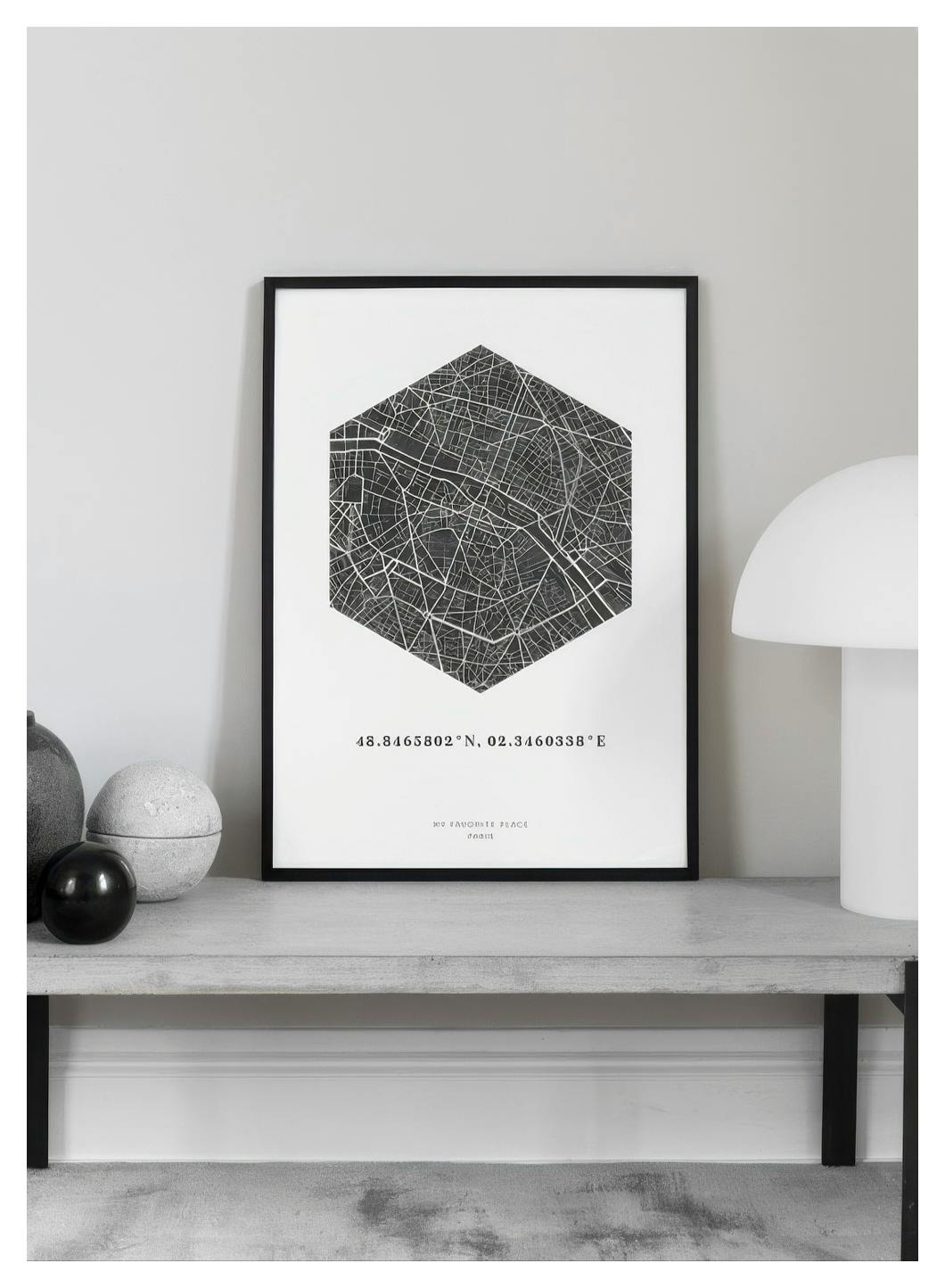 Hexagon Map Night Personal Poster (50x70 cm) - Poster Store