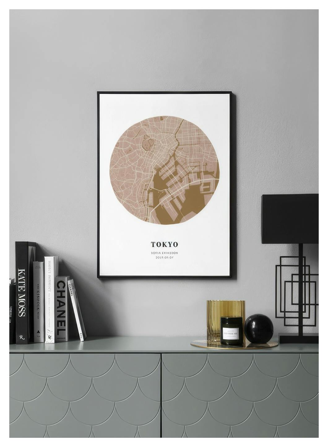Globe Map Pink Mustard Personal Poster (50x70 cm) - Poster Store