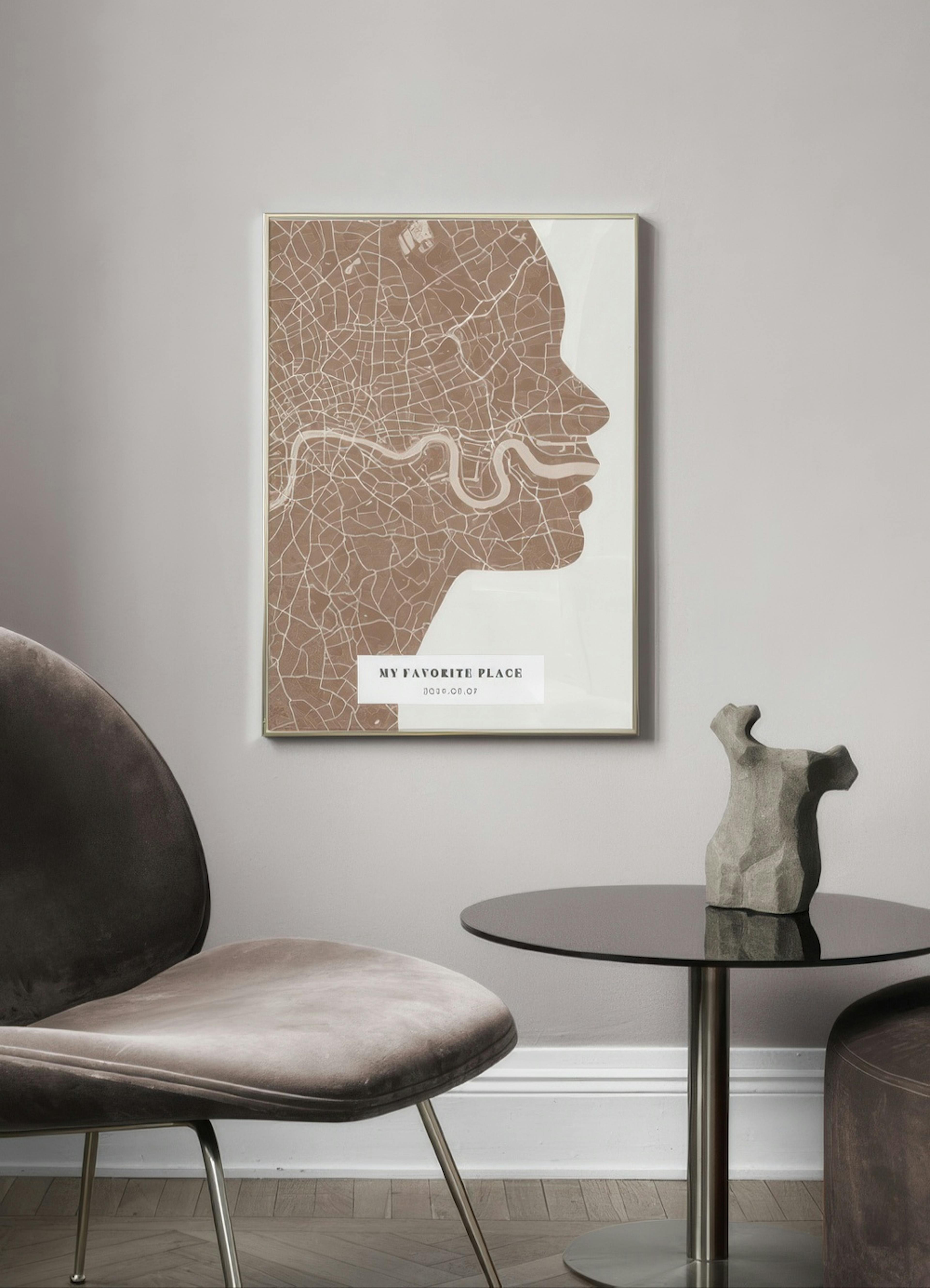 Carte Silhouette Rose Rouillé Poster Personnalisé thumbnail