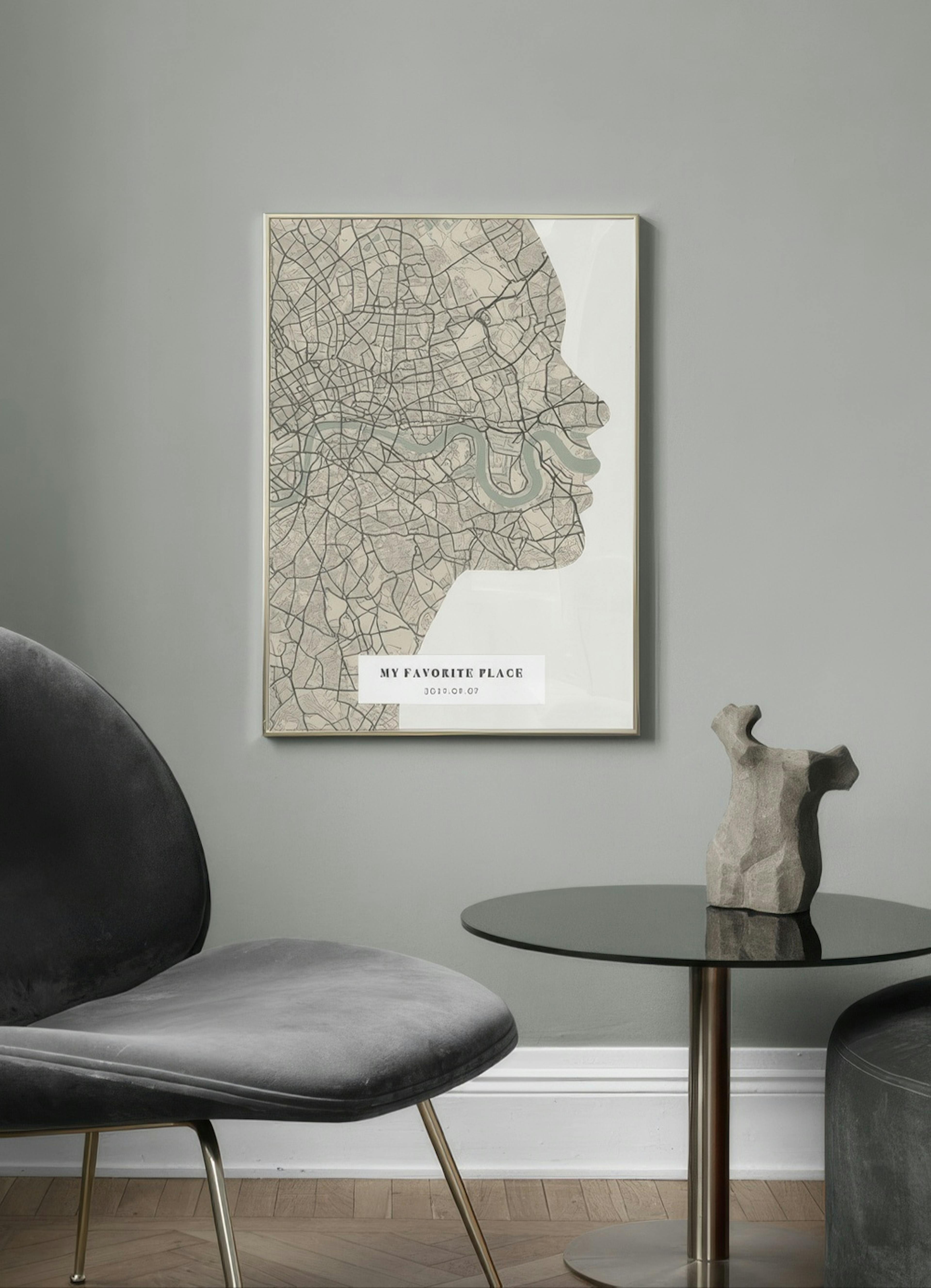 Silhouette Map Vintage Green Personal Poster thumbnail