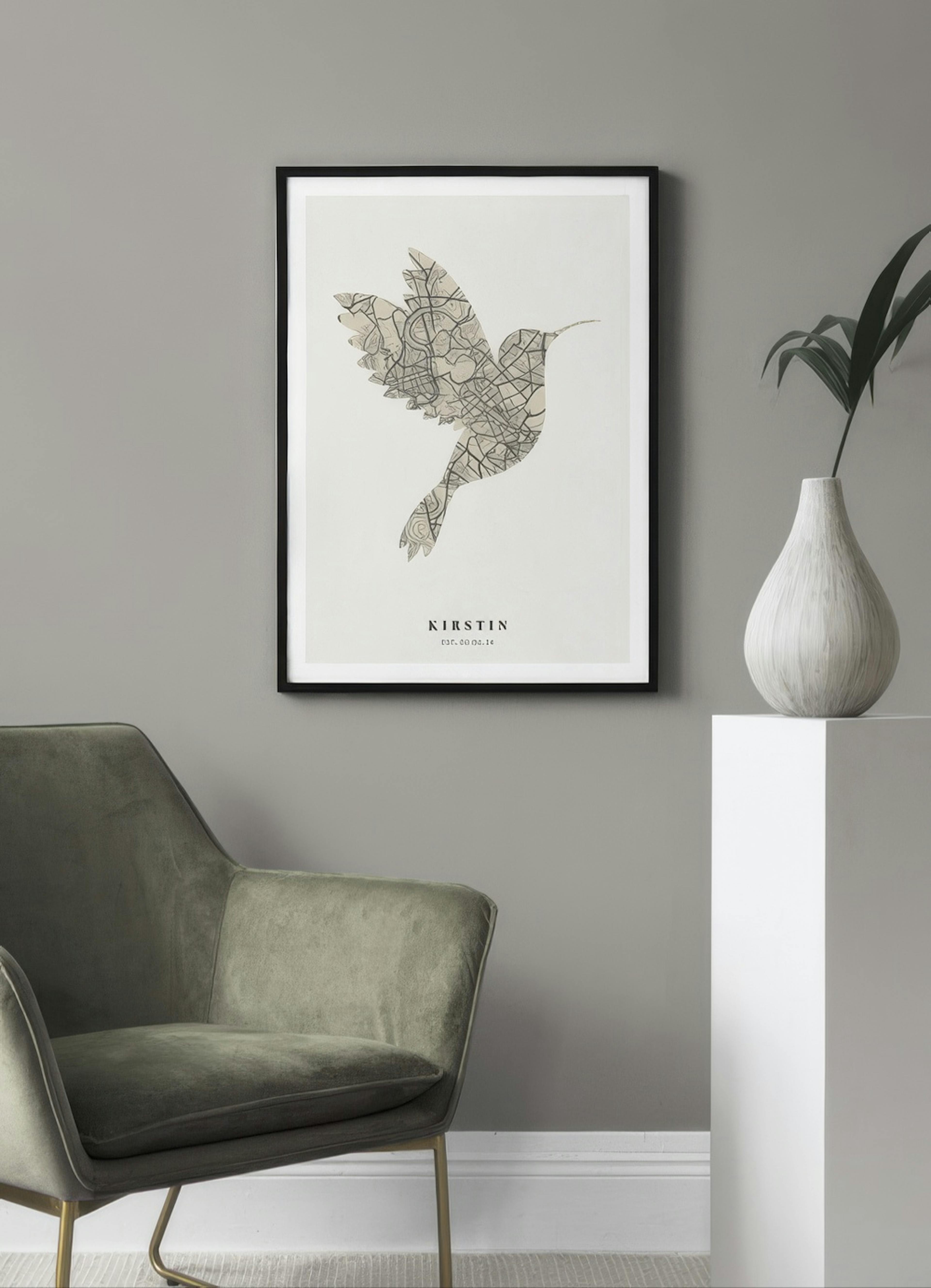 Carte Oiseau Verte Vintage Poster Personnalisé thumbnail