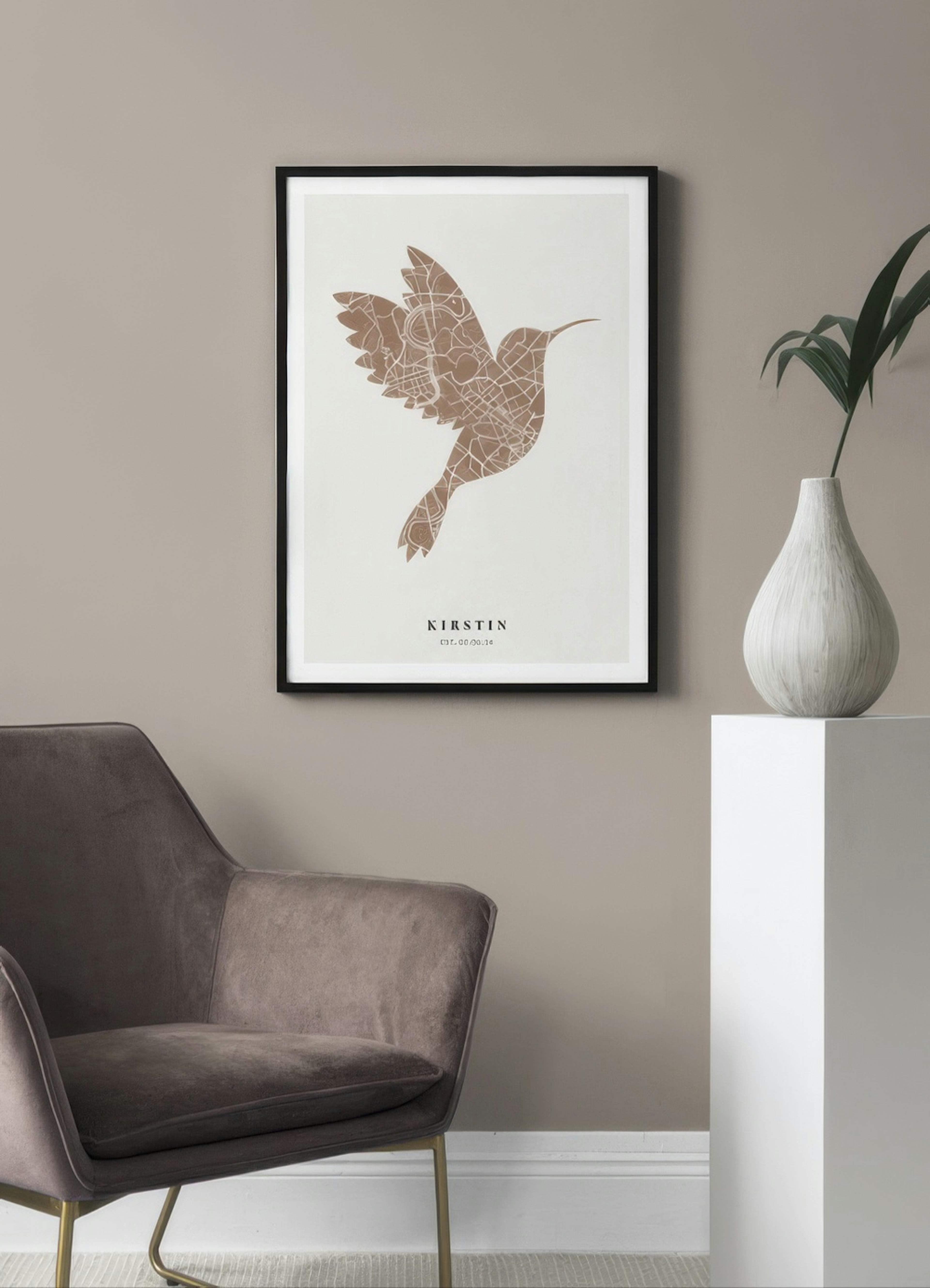 Bird Map Rusty Pink Personal Poster thumbnail