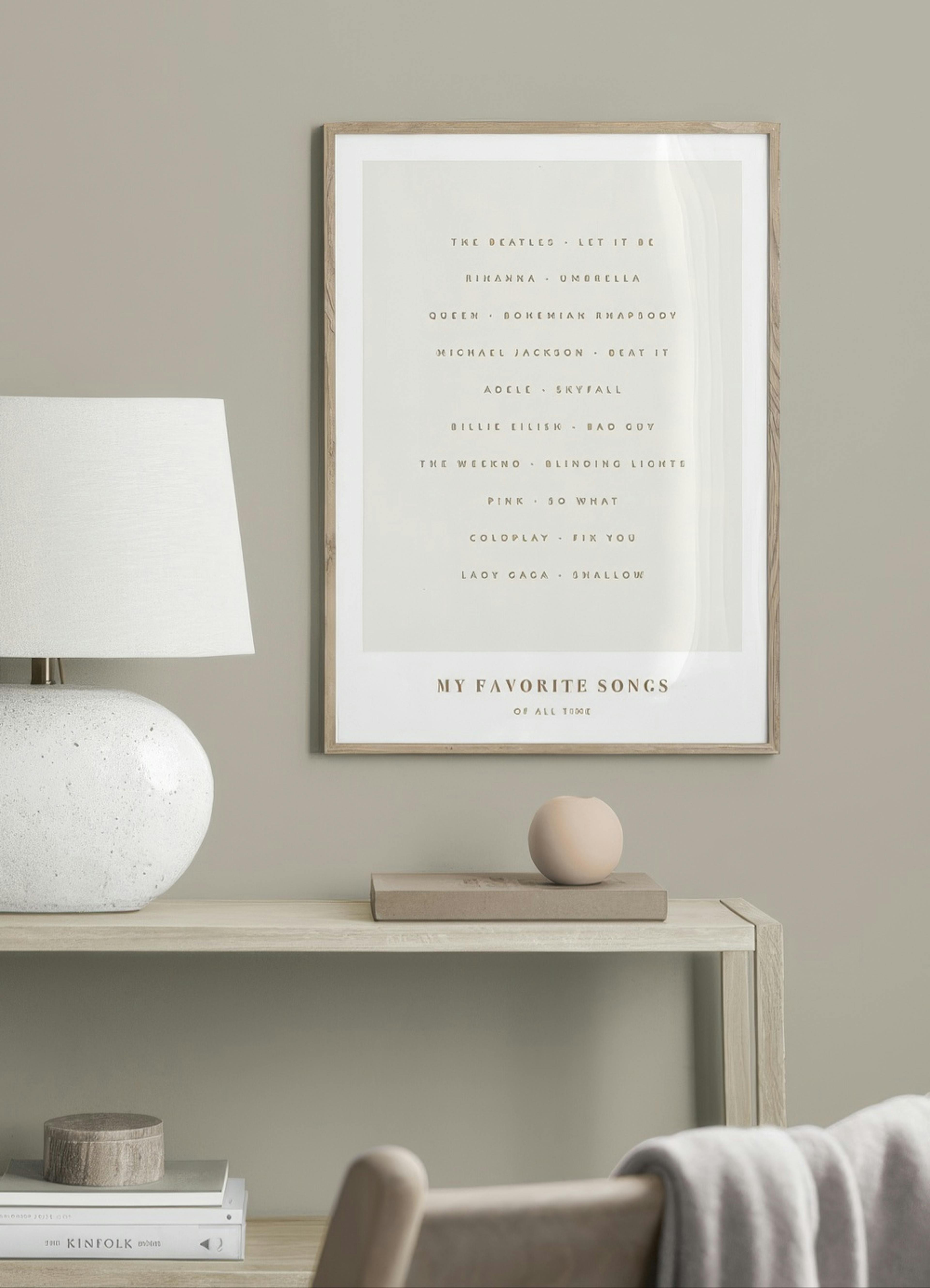 Mina Favoritlåtar Beige Personlig Poster thumbnail