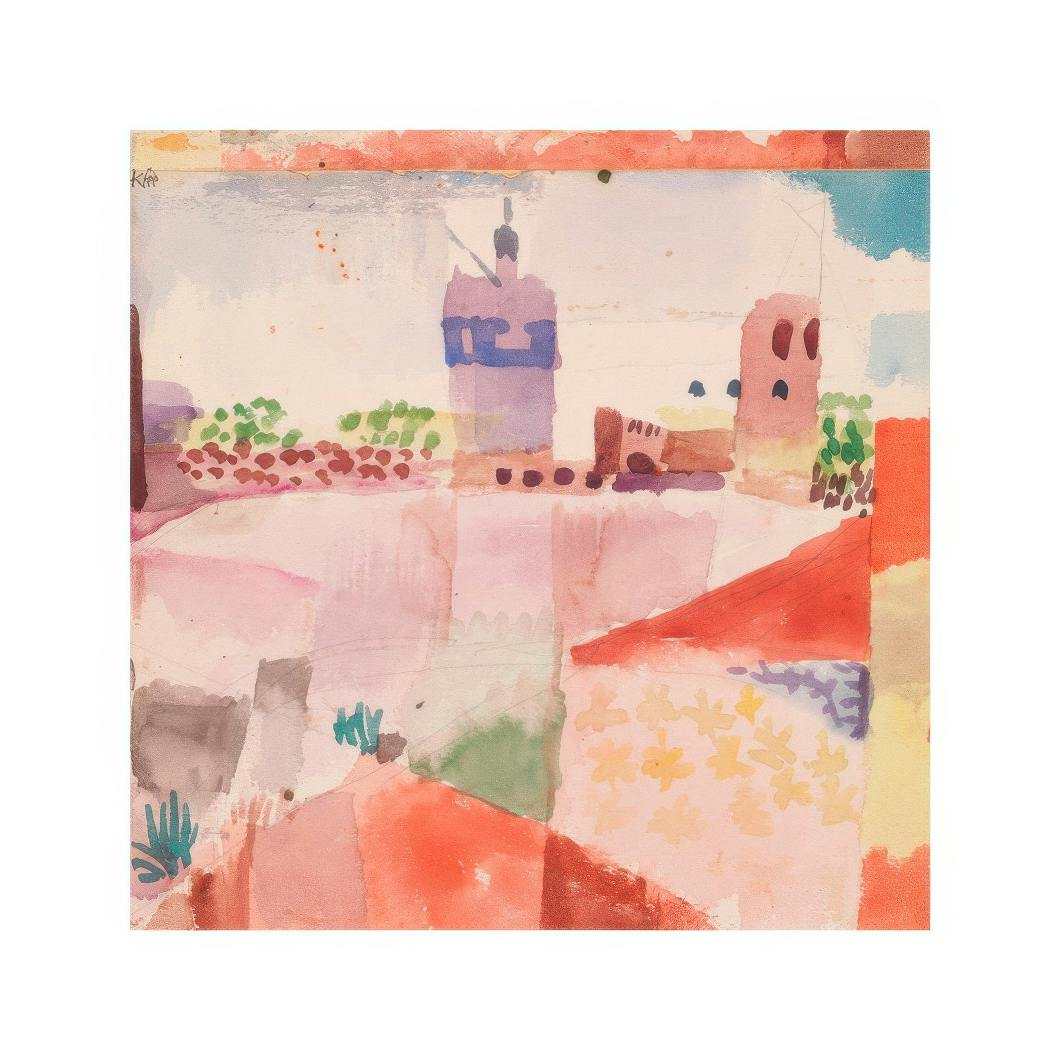 Paul Klee - Hammamet Met Zijn Moskee Vierkant Poster (50x50 cm) - Poster Store