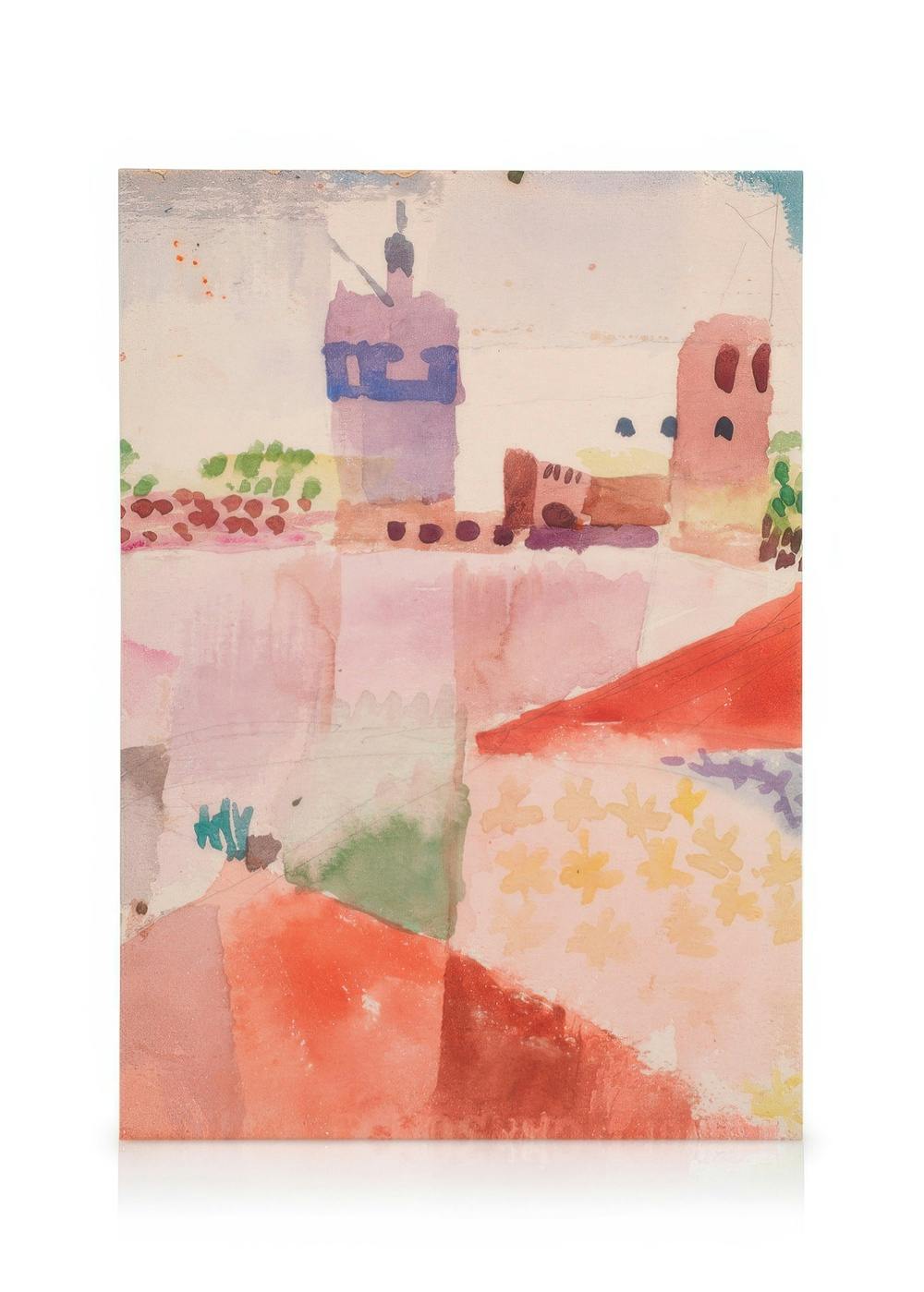 Paul Klee - Hammamet With its Mosque Canvas (50x70 cm - Fotolijst Eiken) - Poster Store