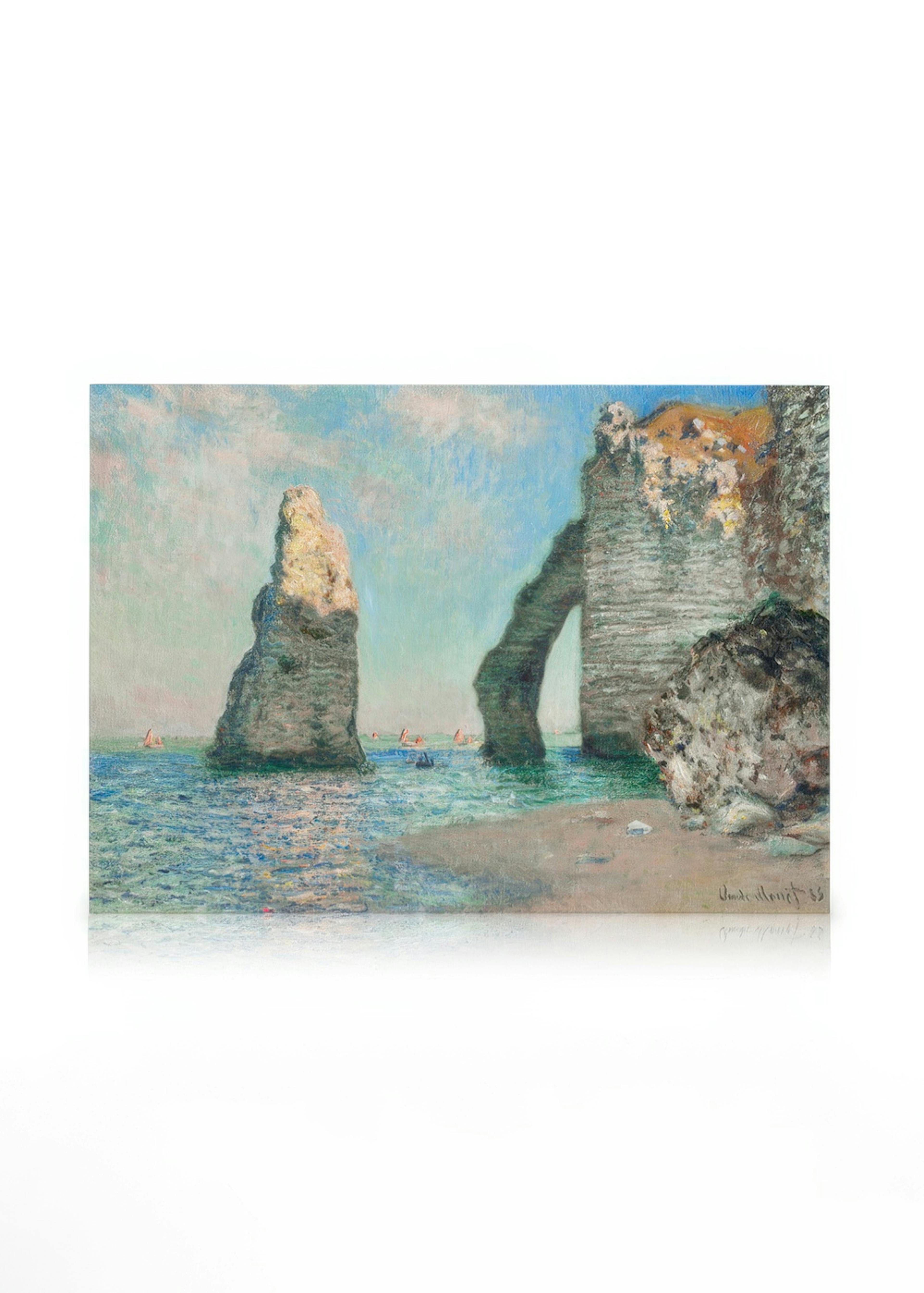 Leinwandbild des Felsen La Porte dAval und die Felsnadel LAiguille in Etretat, Frankreich, von Monet.