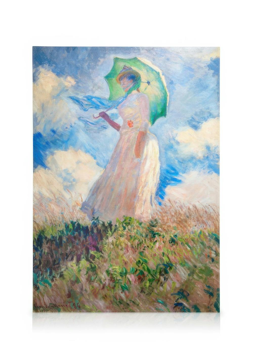 Canvas Prints - Monet - Woman with a Parasol, facing left Canvas print (50x70 cm - Black Frame) - Poster Store