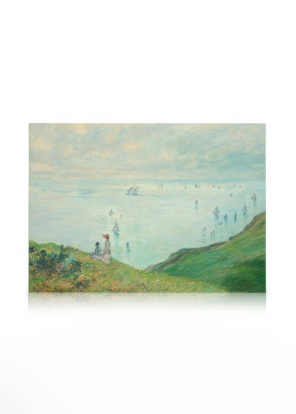 Monet - Kliffen bij Pourville Canvas (50x70 cm - Fotolijst Zwart) - Poster Store