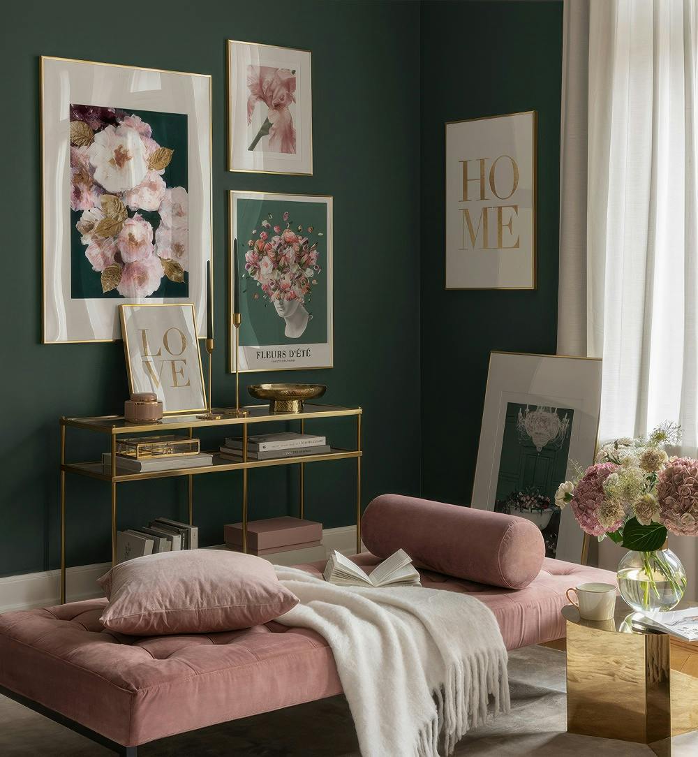 Zielone, białe i różowe kwiatowe plakaty dla Twojego salonu lub sypialni (ONE SIZE) - Poster Store