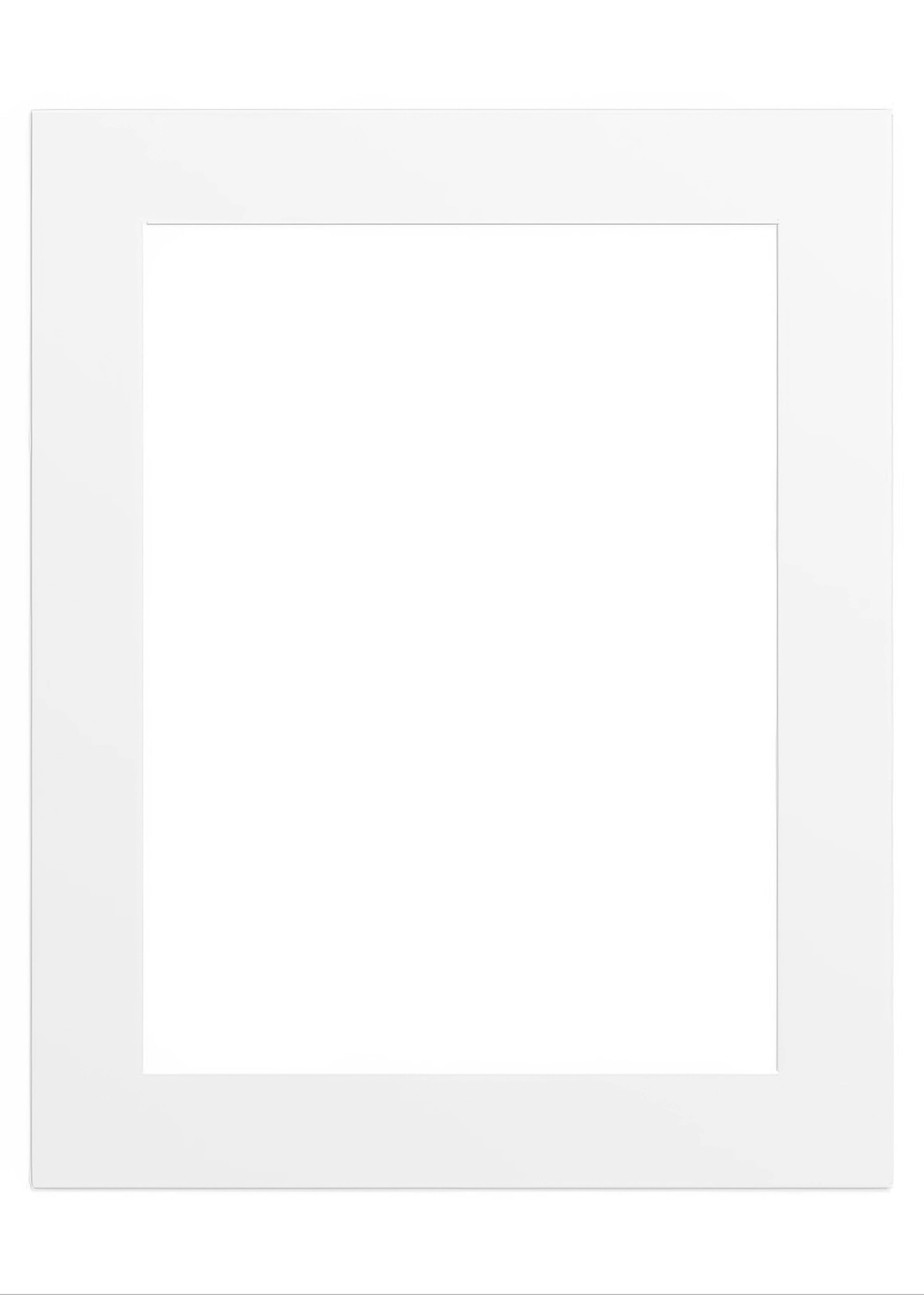 Een witte poster met een brede, effen witte rand en een leeg wit middenvlak.