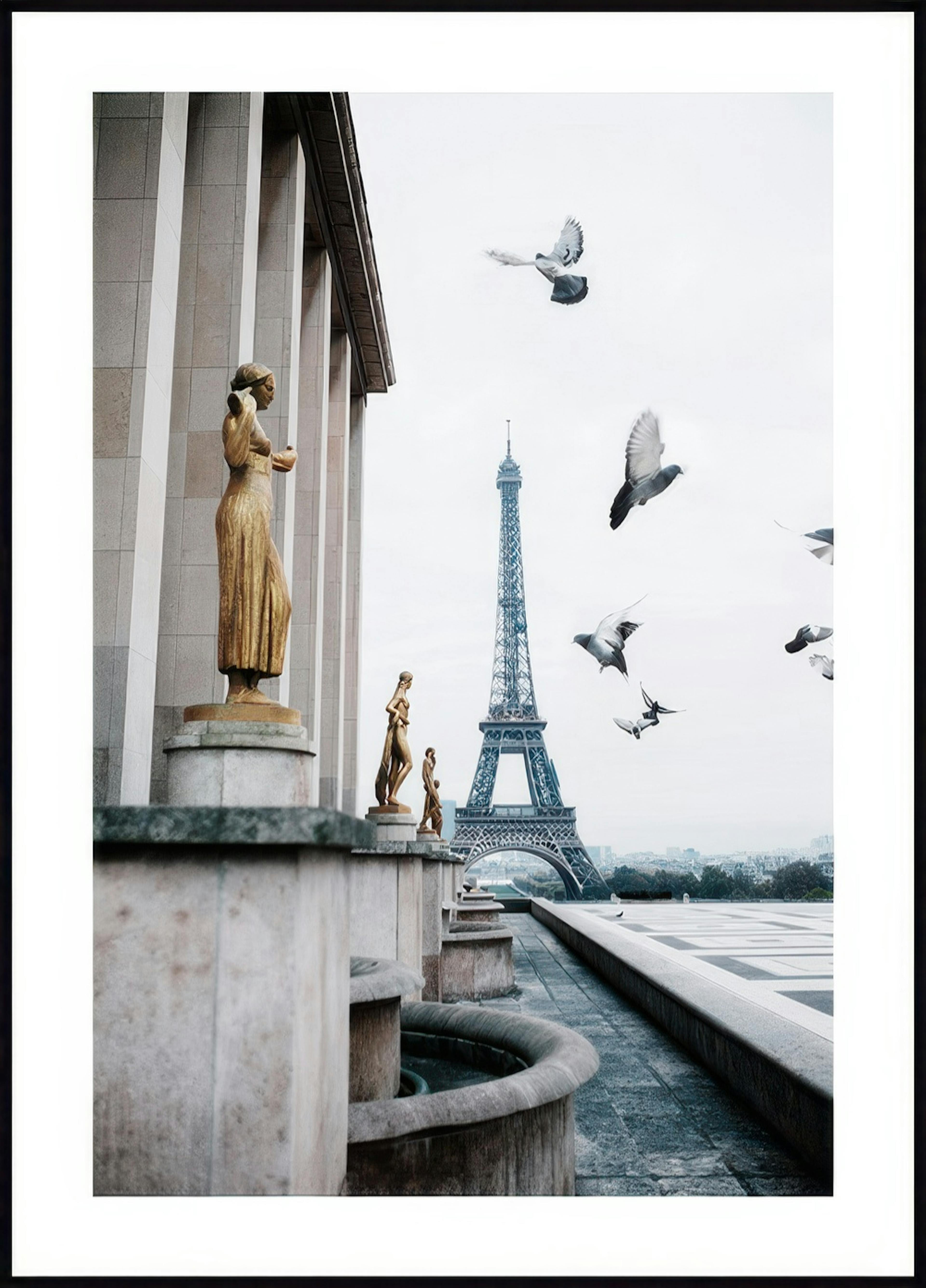 Eiffeltoren en Vogels Poster thumbnail