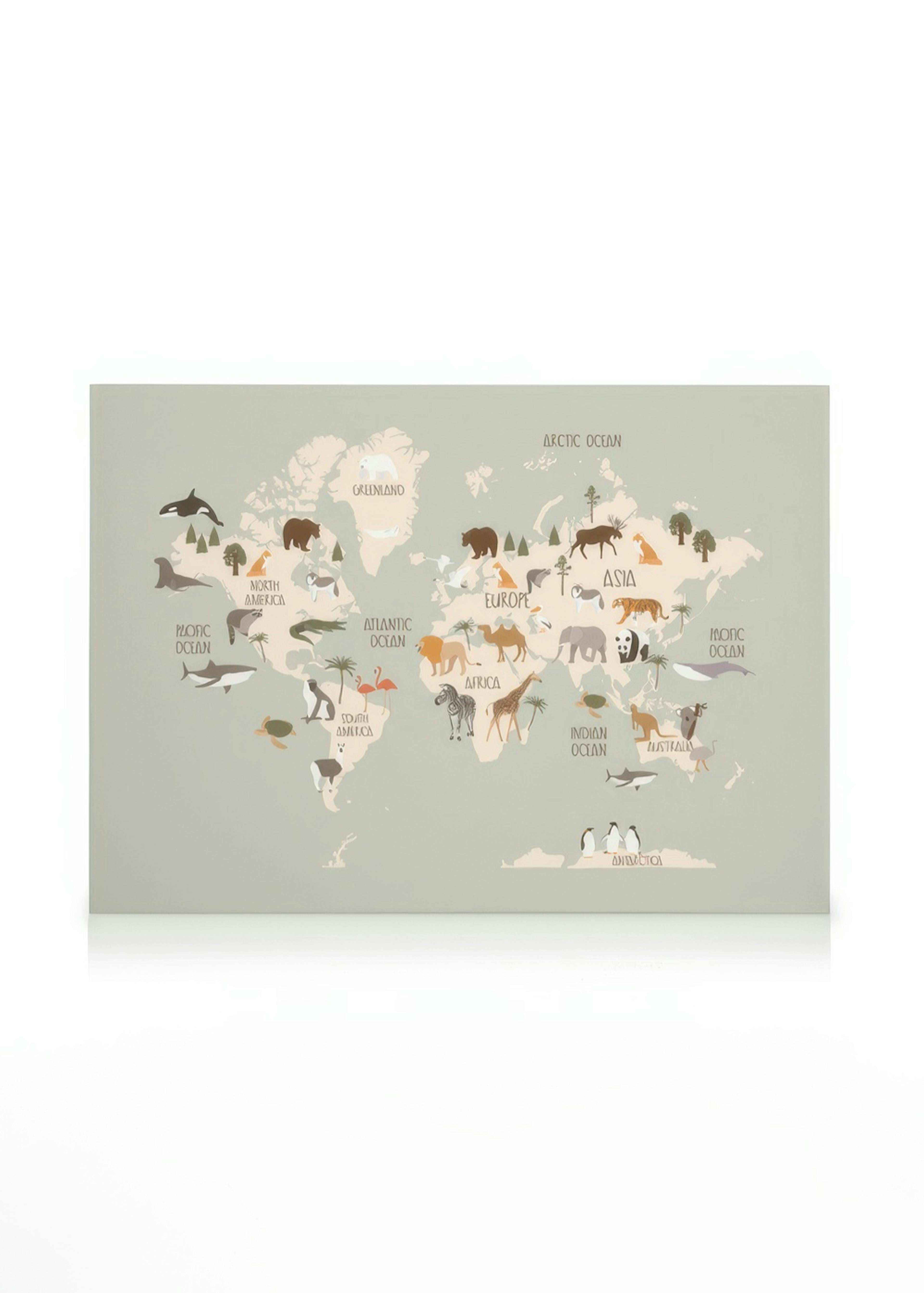 Wildlife World Map Stampa su tela 0