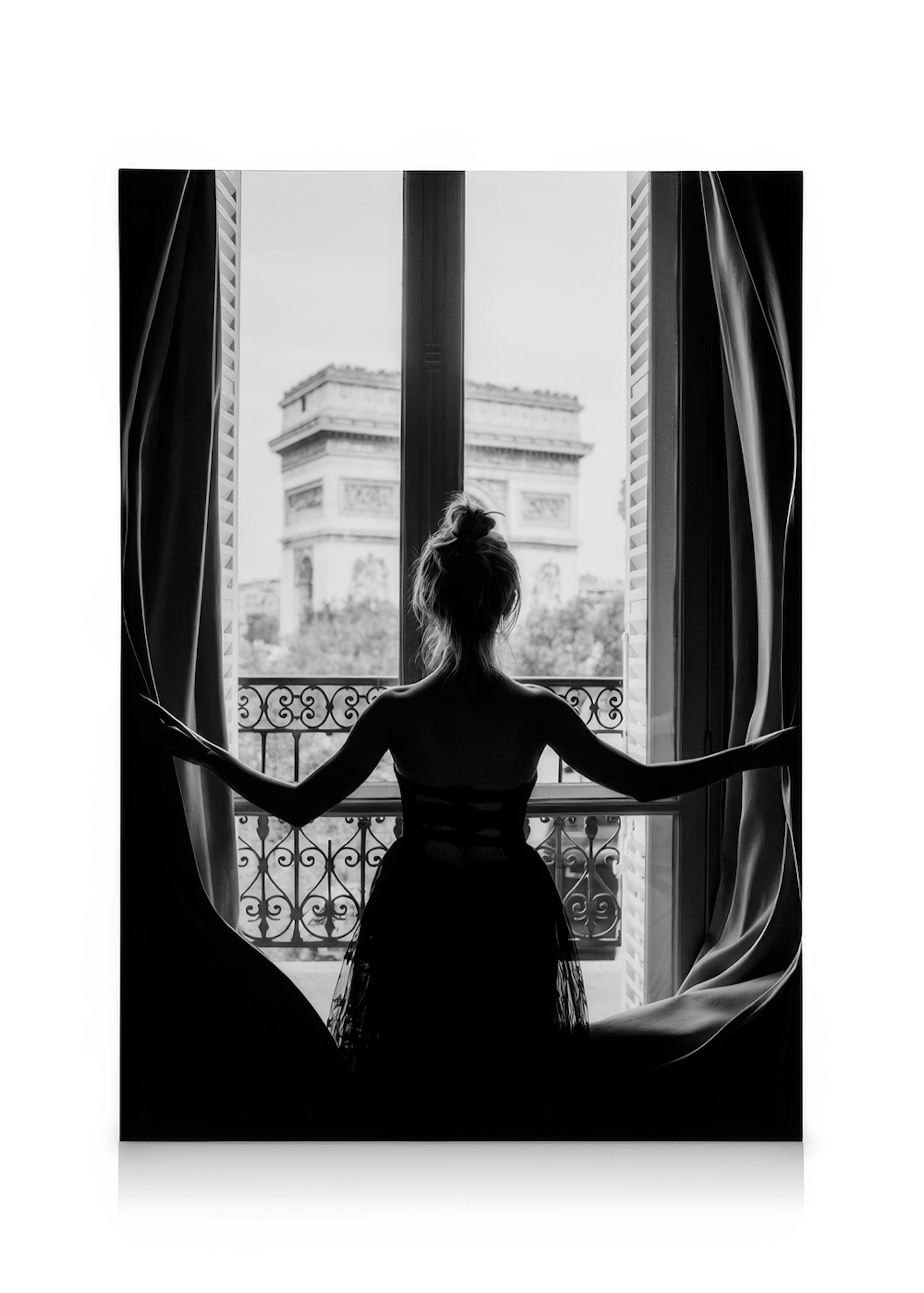 Girl in Paris Window Canvas print 0