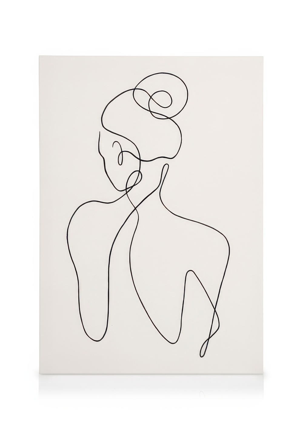 One Line Art No 1 Canvas, Woman Silhouette Bun Hairstyle Minimalistic ...