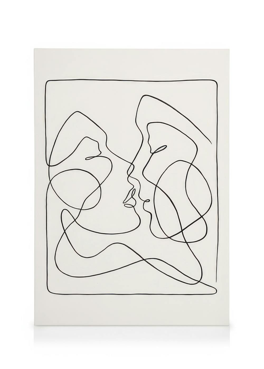 One Line Art No 2 Stampa su tela (30x40 cm - Cornice in rovere) - Poster Store